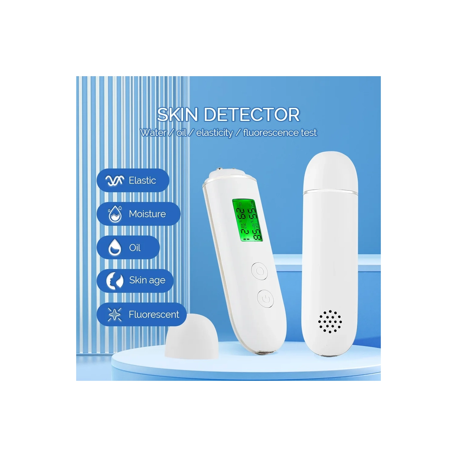 Testeur de peau Huile et Huile Analyseur de peau Eau de peau Elastique Test d'âge de peau Détecteur d'agent fluorescent - Blanc
