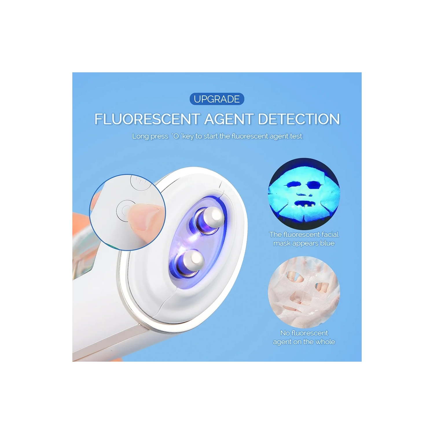 Testeur de peau Huile et Huile Analyseur de peau Eau de peau Elastique Test d'âge de peau Détecteur d'agent fluorescent - Blanc