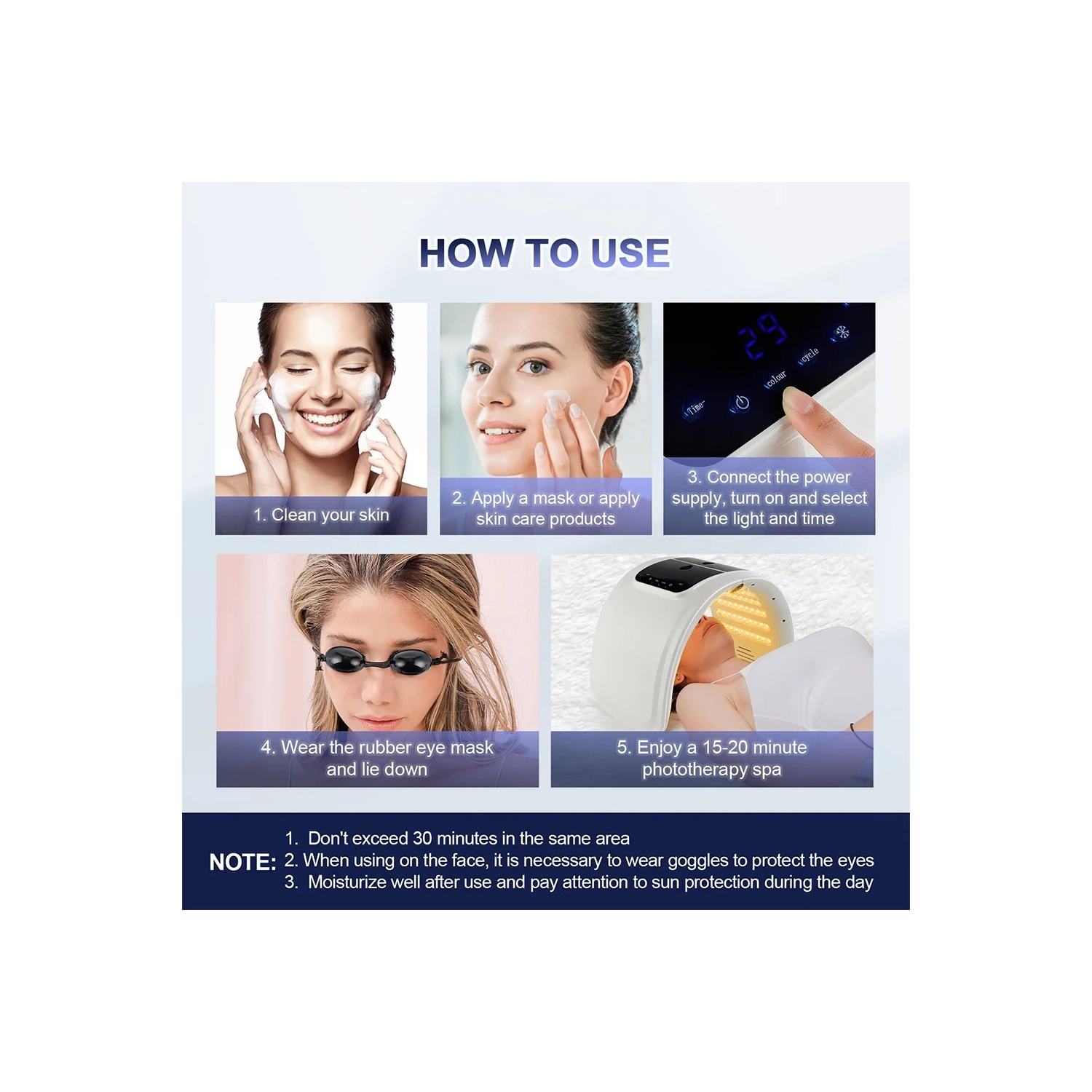 7 couleurs LED Nano Spray Peau Masque hydratant pour le visage et le corps Masque SPA Utilisation domestique Appareil de soin de la peau - Blanc