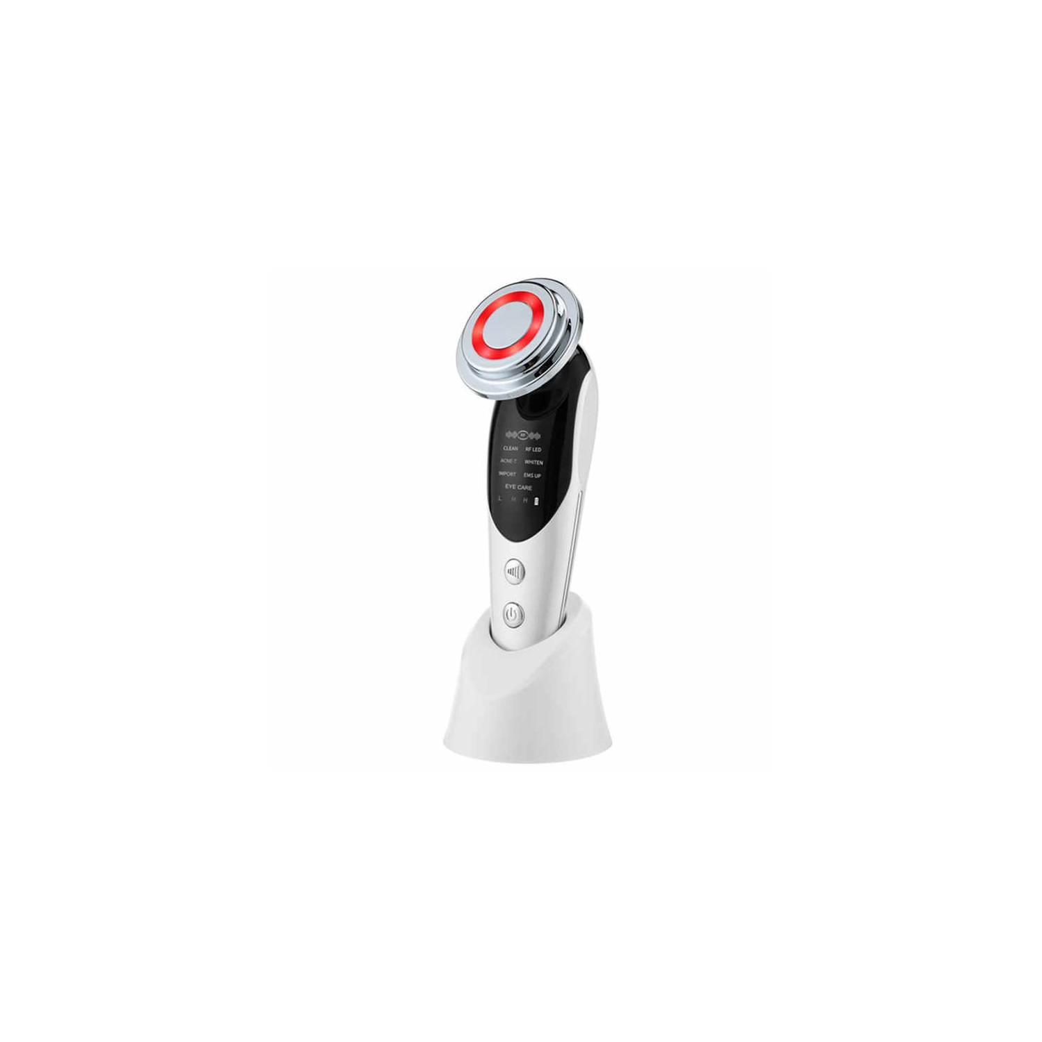 Appareil de beauté 7 en 1 EMS Microcurrent Appareil de levage du visage Machine à lever la peau Vibromasseur anti-rides pour le visage - Blanc