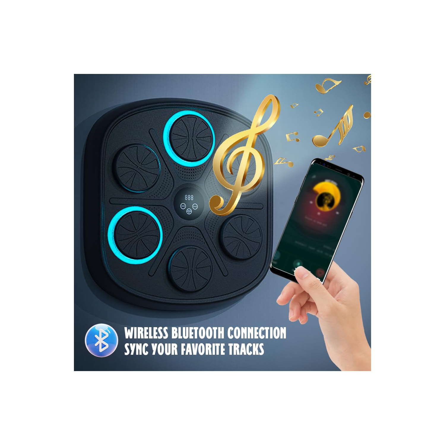 Boxe de musique intelligente, pour adultes et adolescents, machine d'entraînement avec support mural électronique LED, et gants de boxe haut de gamme