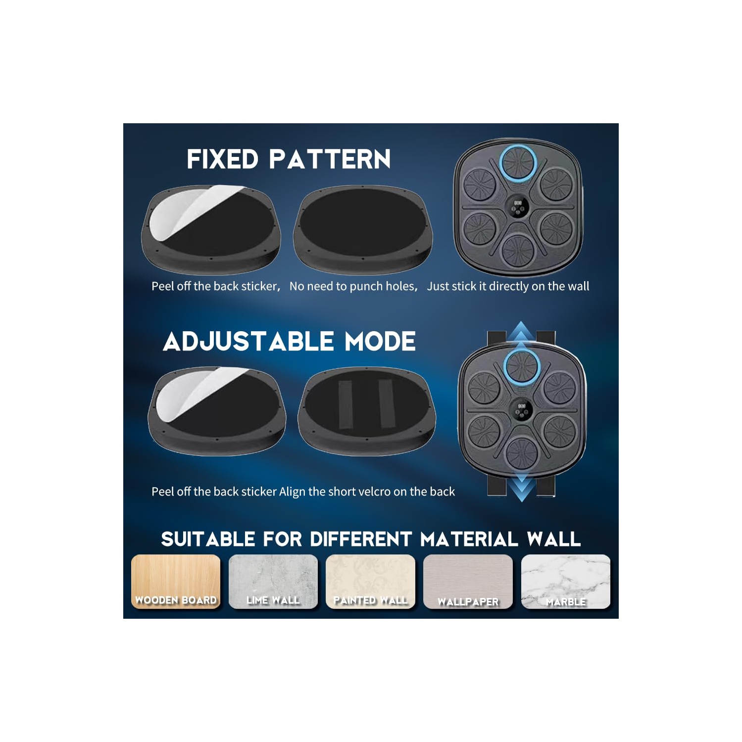 Boxe de musique intelligente, pour adultes et adolescents, machine d'entraînement avec support mural électronique LED, et gants de boxe haut de gamme