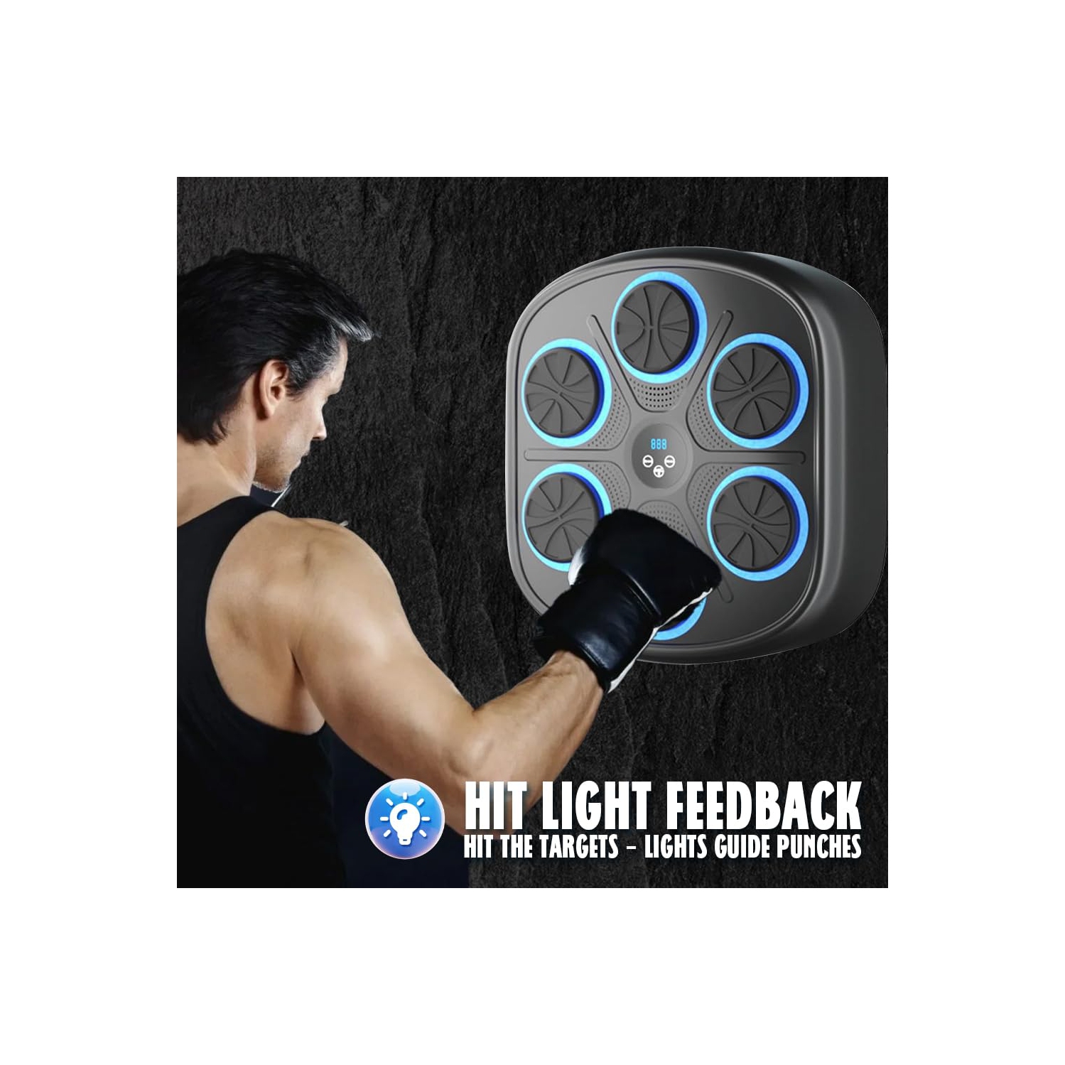 Boxe de musique intelligente, pour adultes et adolescents, machine d'entraînement avec support mural électronique LED, et gants de boxe haut de gamme