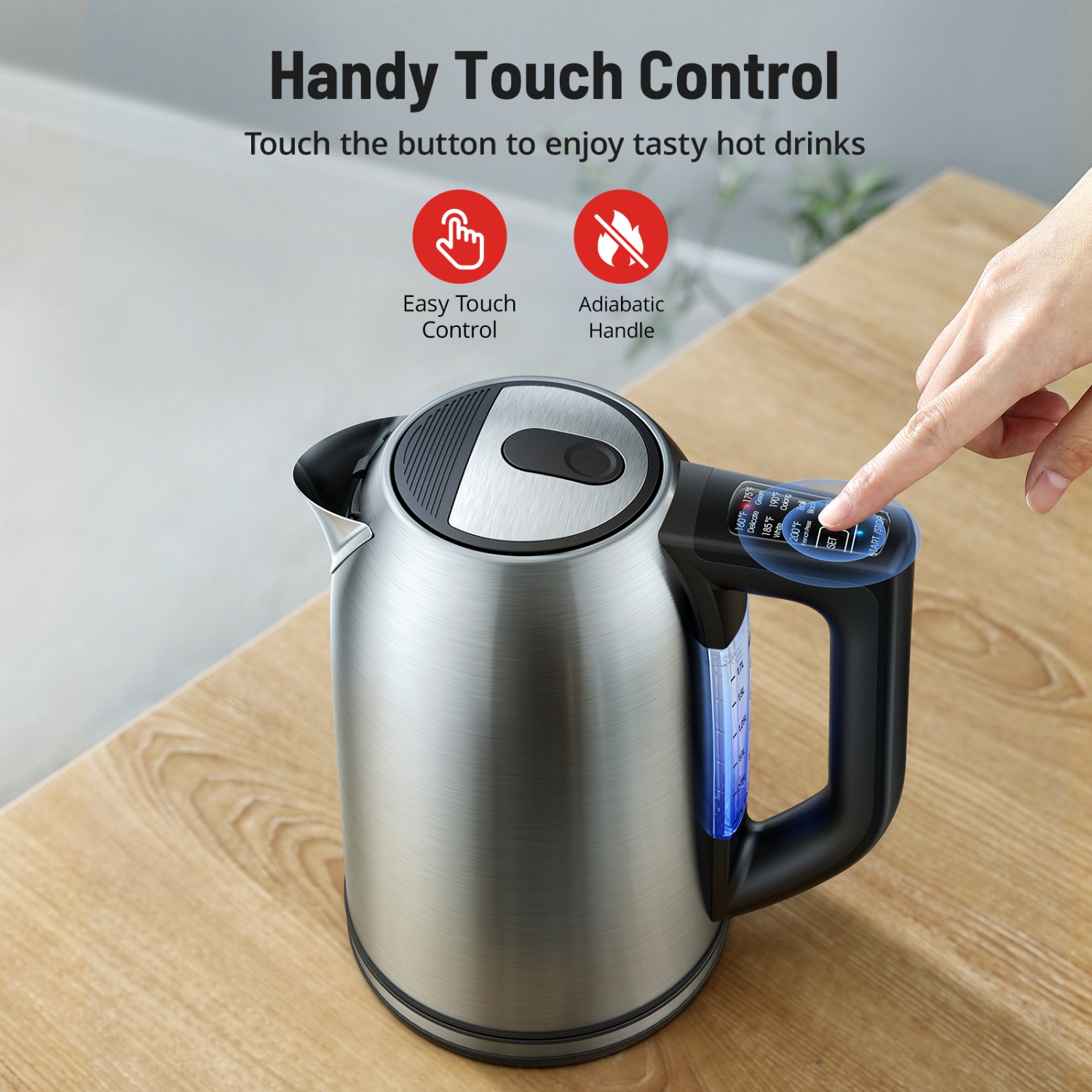 Electric Kettle Stainless Steel, Paris Rhône 1.7 Liter Cordless Hot Water Boiler Electric Tea Kettle