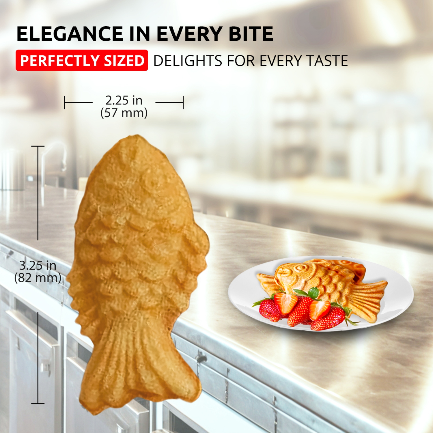 AP-536 Taiyaki Fish Waffle Maker | Fish Shaped Waffles Taiyaki Iron | Stainless Steel | 6 Small Fish Waffles | 110V