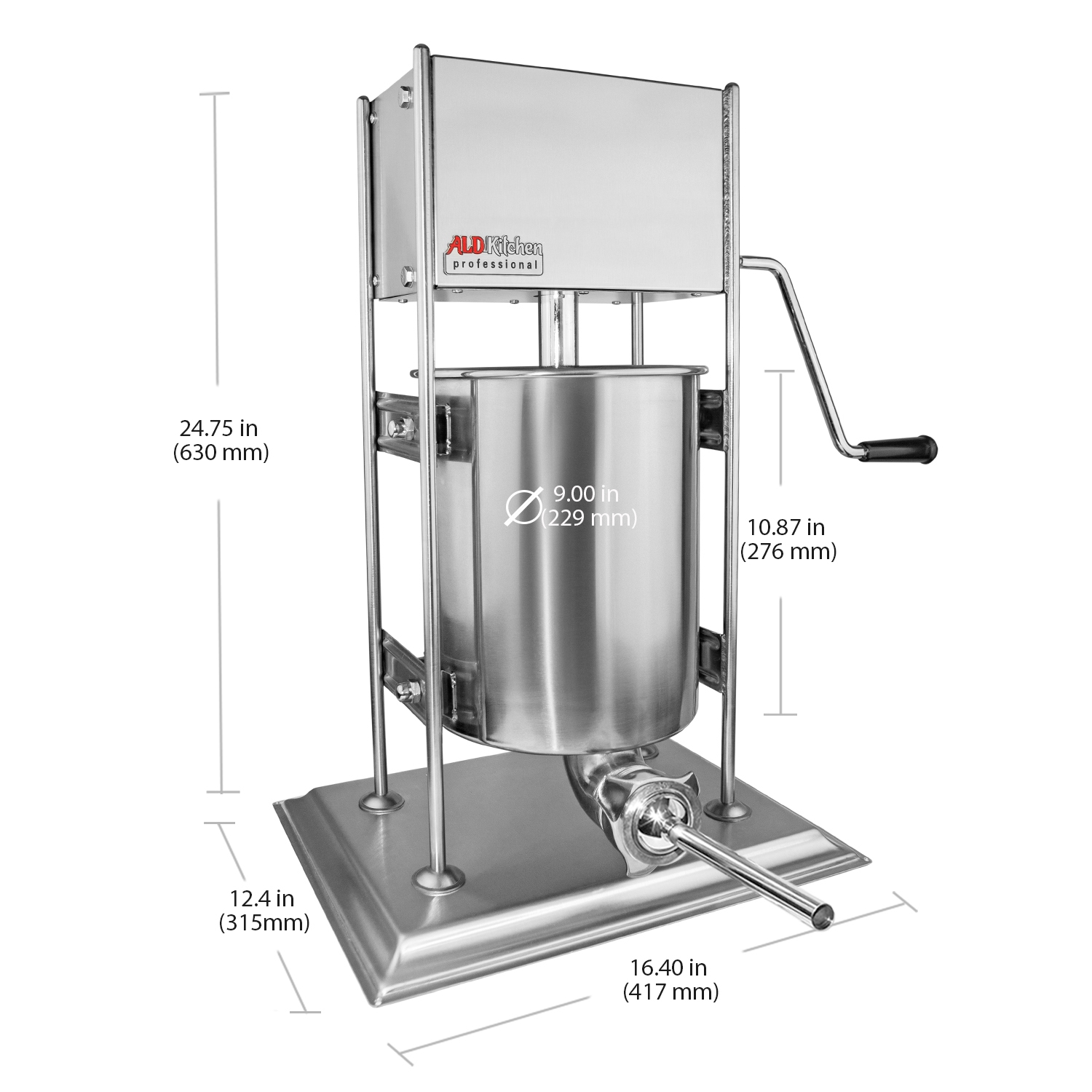 Poussoir à saucisses A-FV010S | Commande manuelle | 10&nbsp;L | Machine à saucisses verticale
