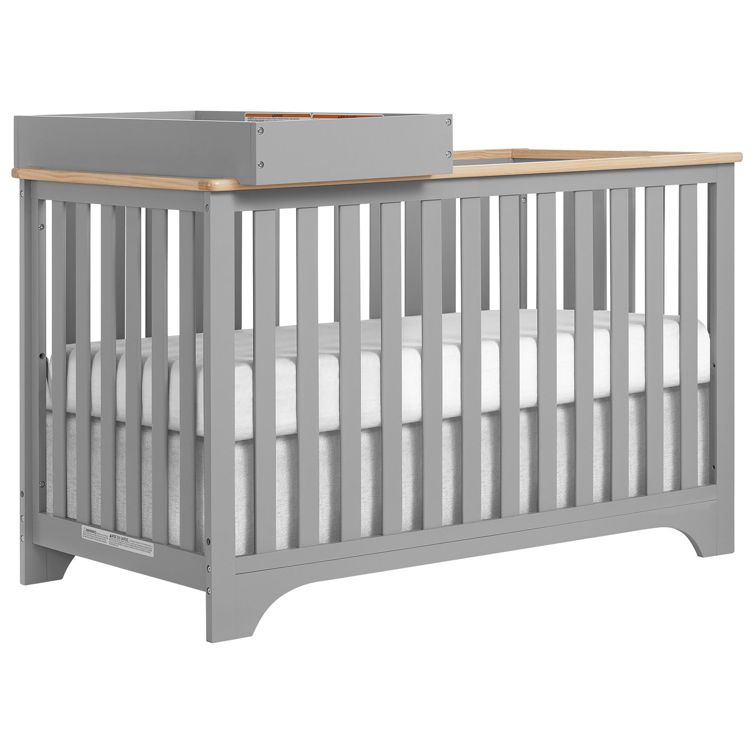 Lit de bébé transformable 5-en-1 avec table à langer Orion de Dream On Me - Gris