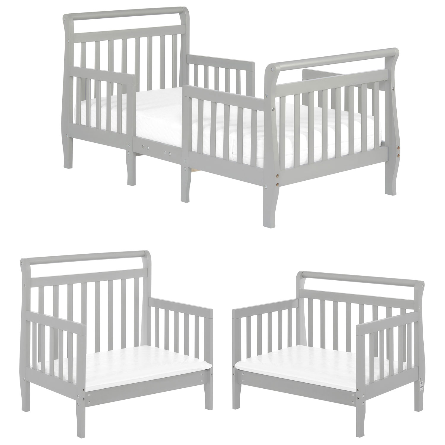 Lit d'enfant transformable 3-en-1 Emma de Dream On Me - Jeune enfant - Gris acier