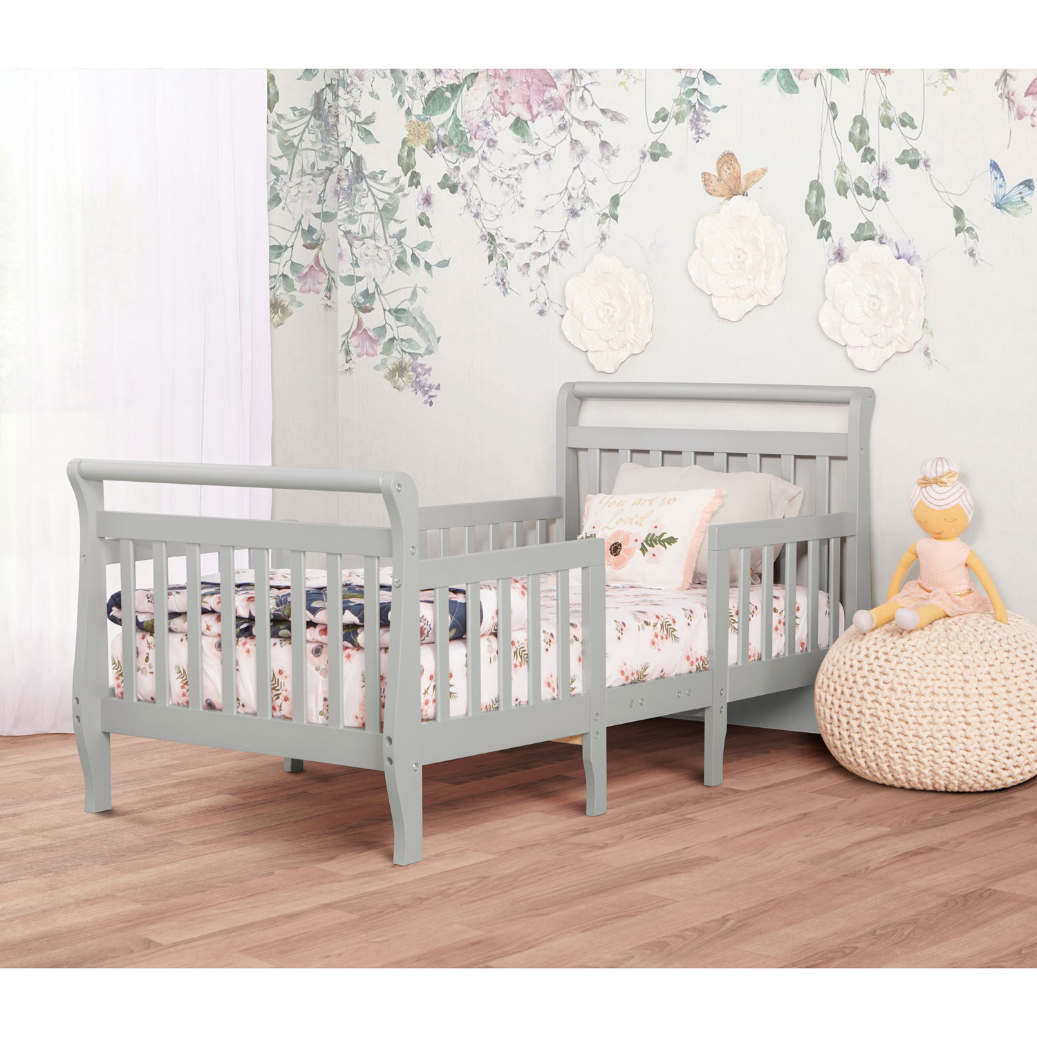 Lit d'enfant transformable 3-en-1 Emma de Dream On Me - Jeune enfant - Gris acier