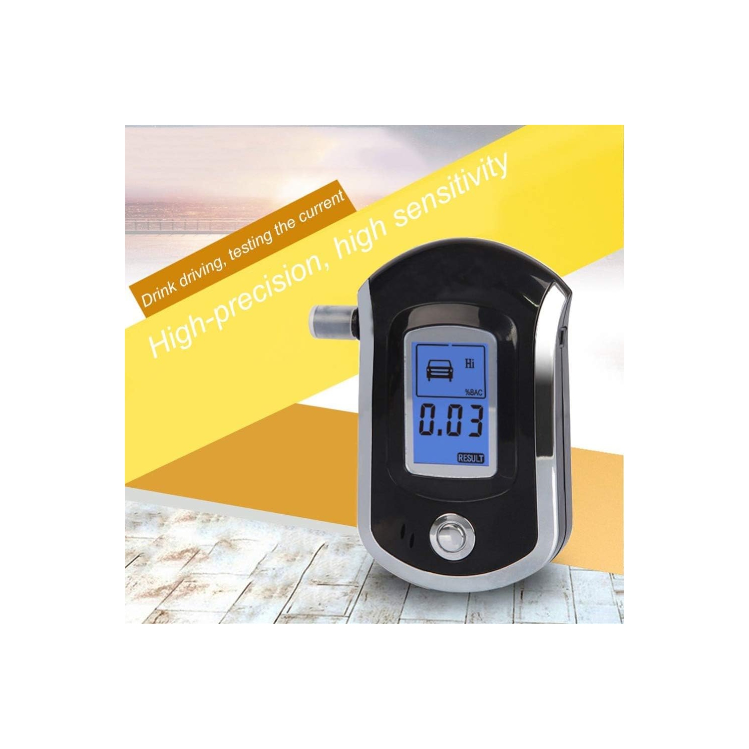 Testeur d'alcool, testeur d'alcool LCD avec 5 porte-cigarettes, analyseur d'alcool portatif rechargeable par USB