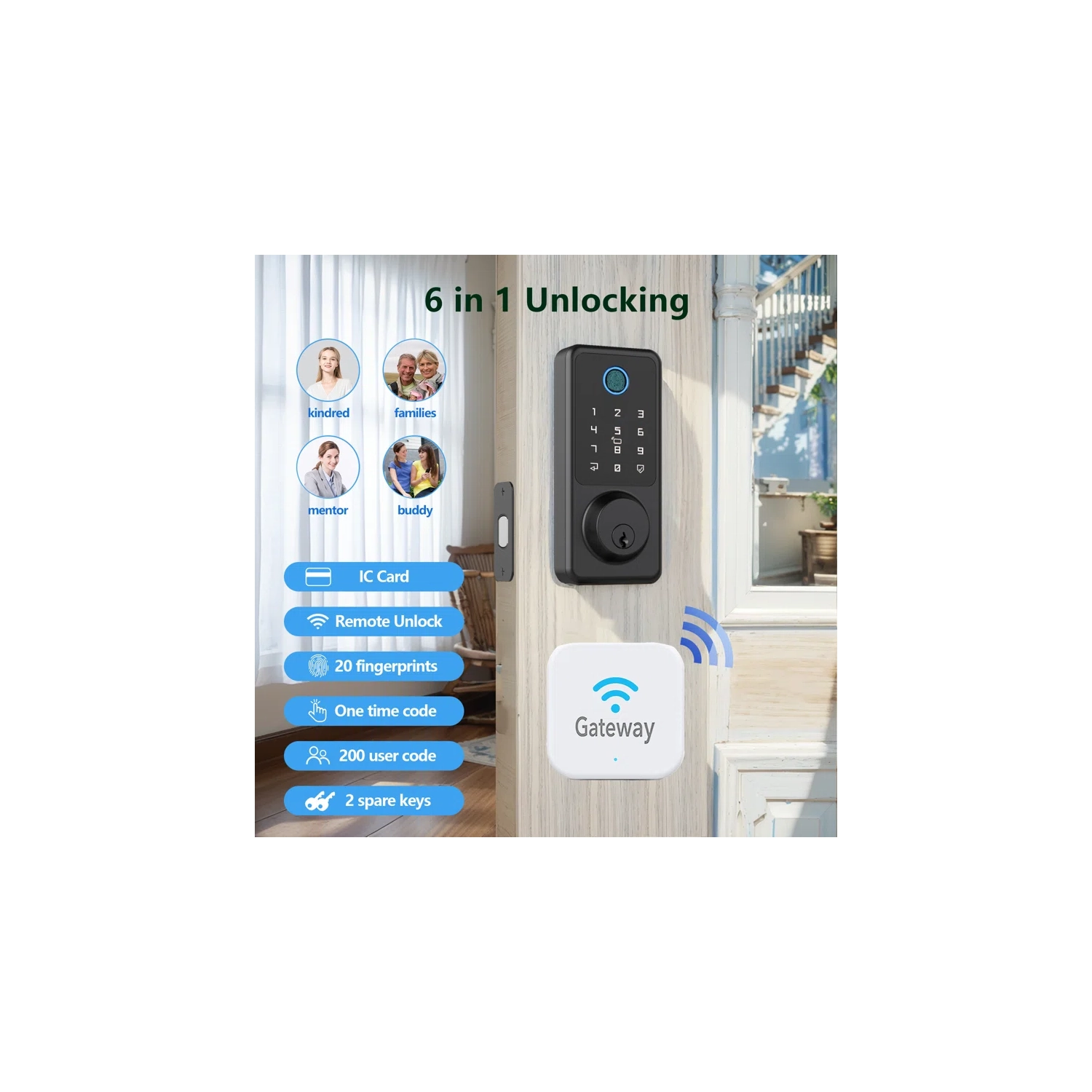 Secusly WIFI Smart Door Lock Electronic Lock with Gateway