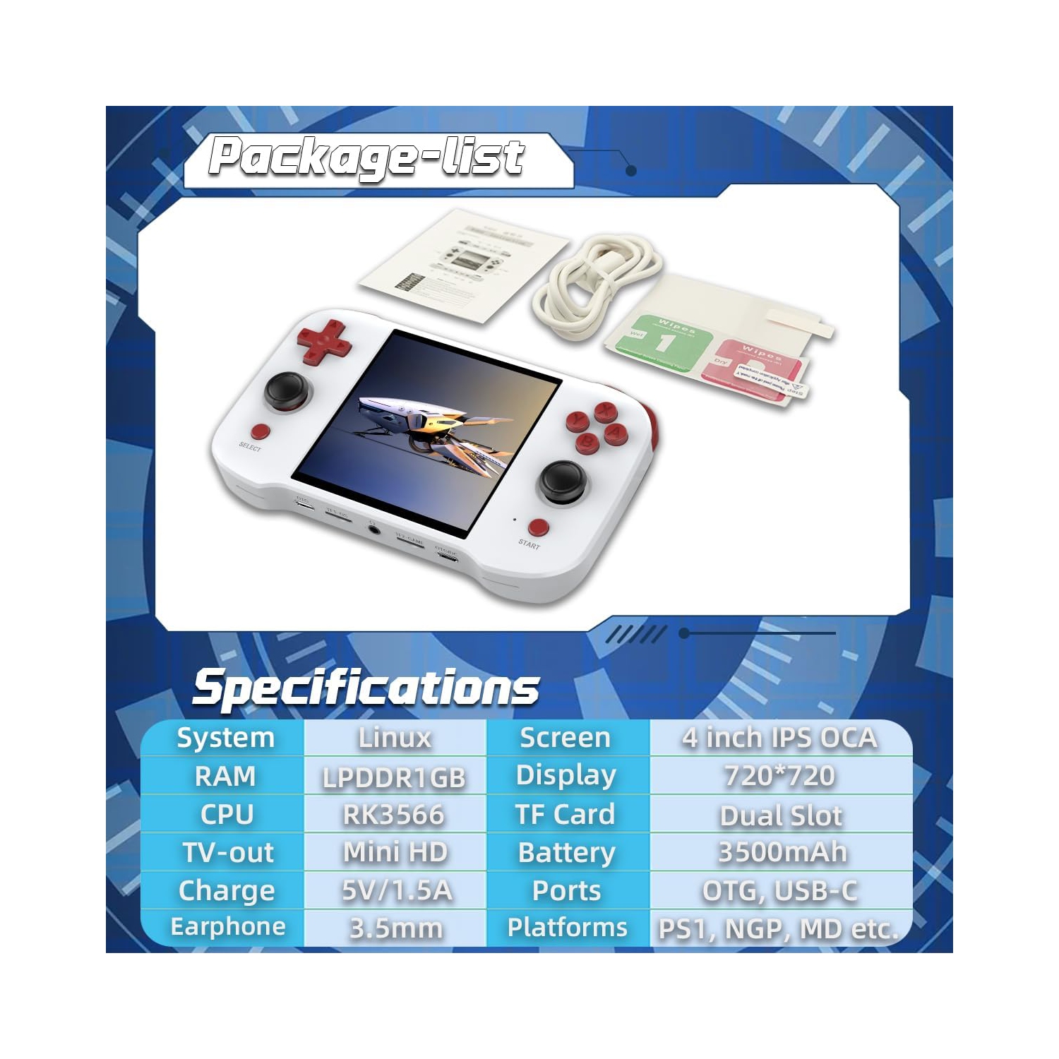 Console de jeu portative 64&nbsp;Go 4&nbsp;po R46S