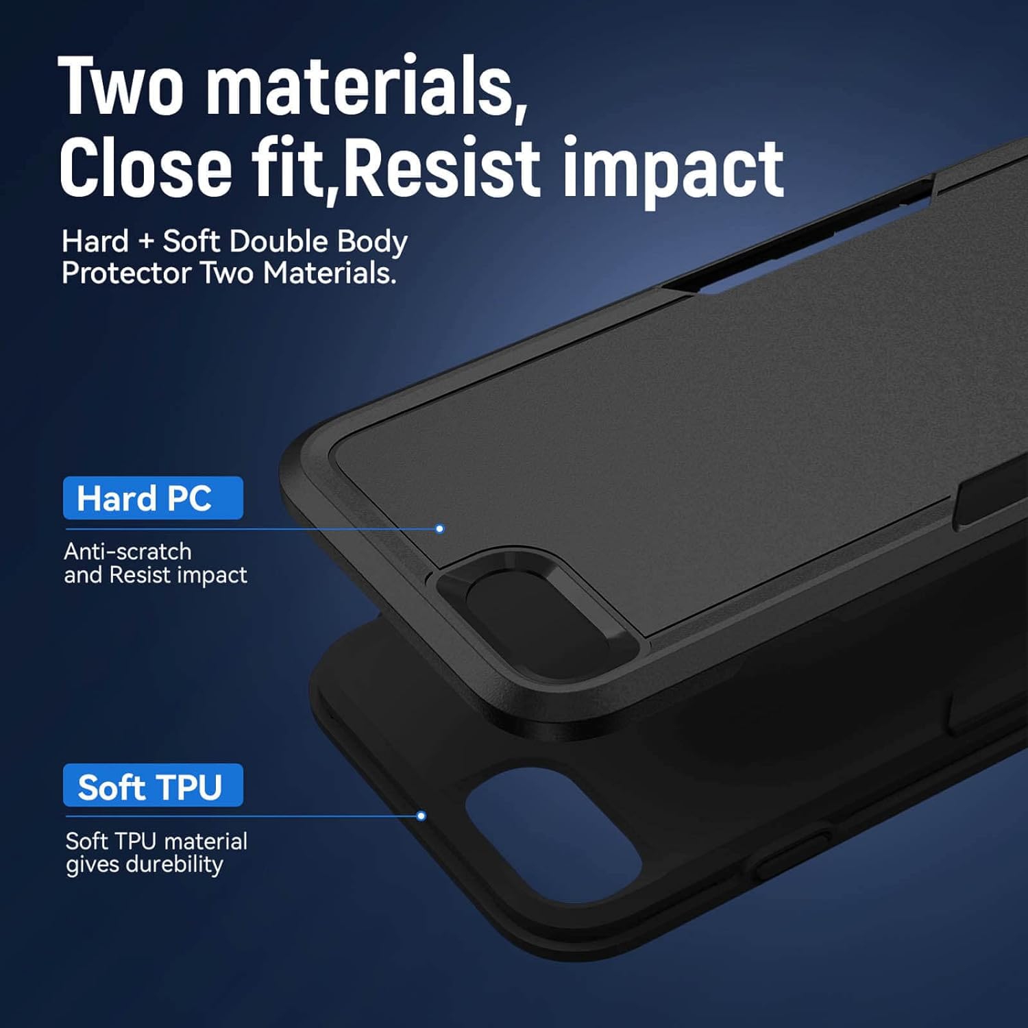 [CS] Dual Layers Heavy Duty Rubber Armor Bumper Hard Case Cover for iPhone 16e, Teal