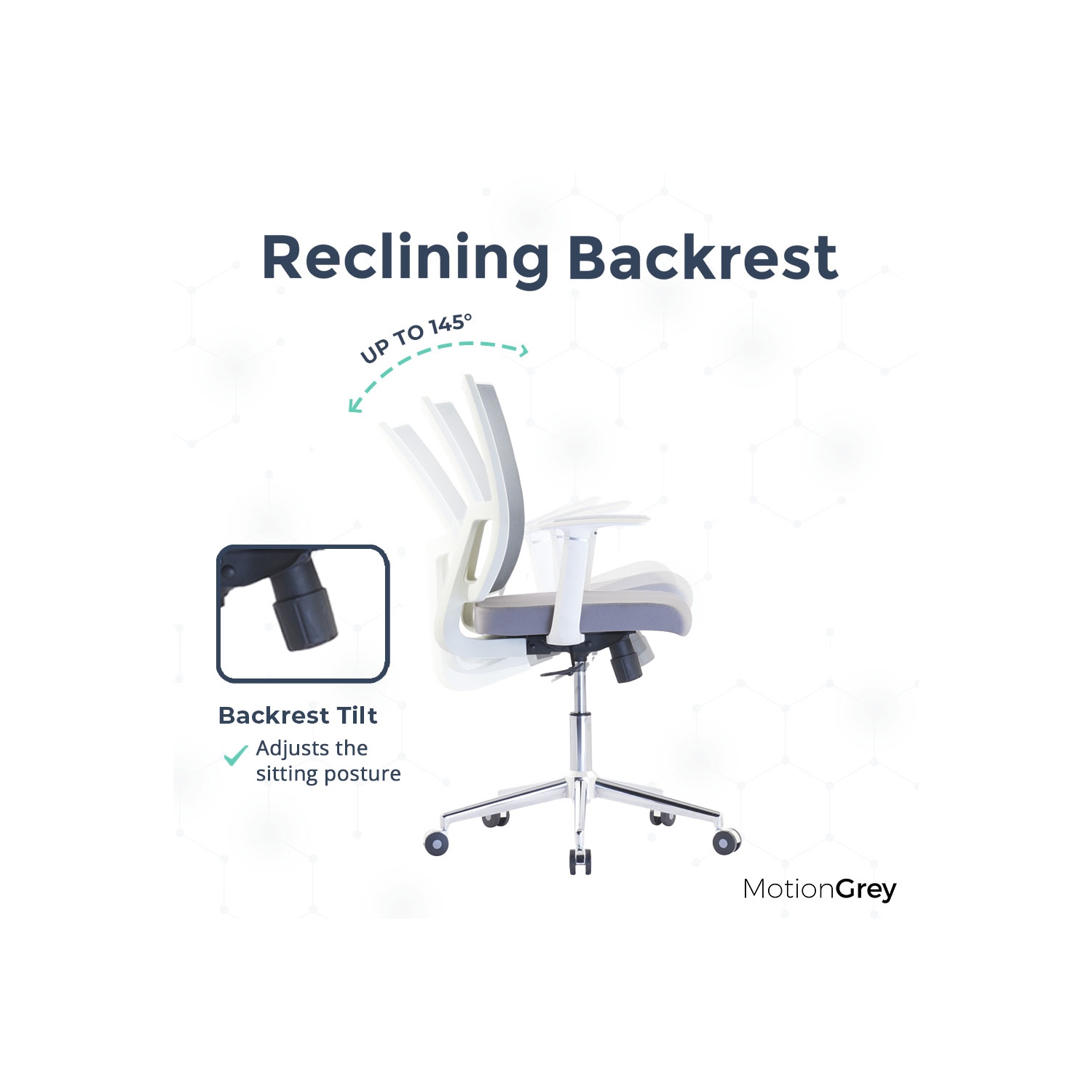MotionGrey AeroMesh Ergonomic Office Chair-Comfy Airy Mesh Back Support with Adjustable Armrests-White Desk Computer Chairs Perfect for Home Gaming