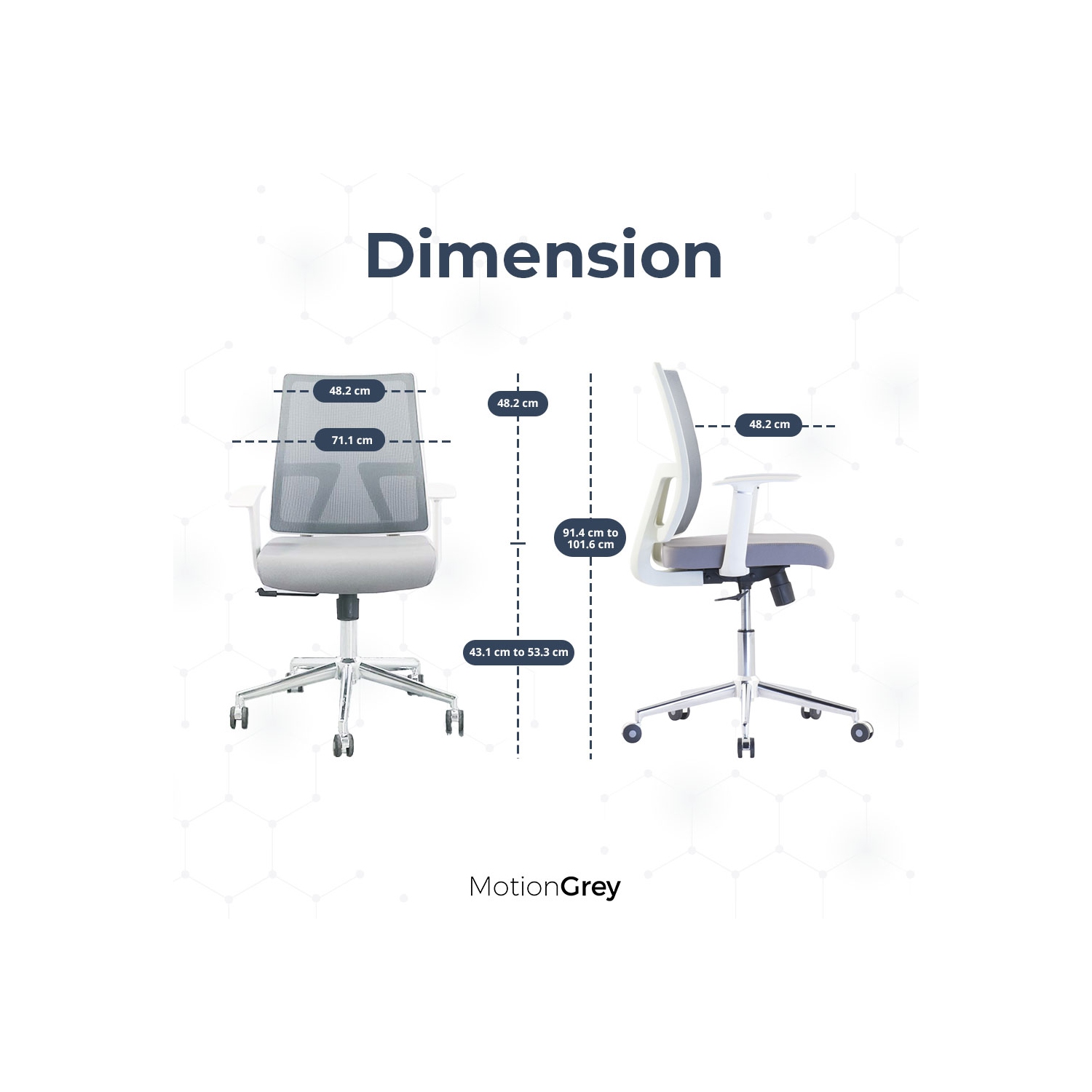 MotionGrey AeroMesh Ergonomic Office Chair-Comfy Airy Mesh Back Support with Adjustable Armrests-White Desk Computer Chairs Perfect for Home Gaming