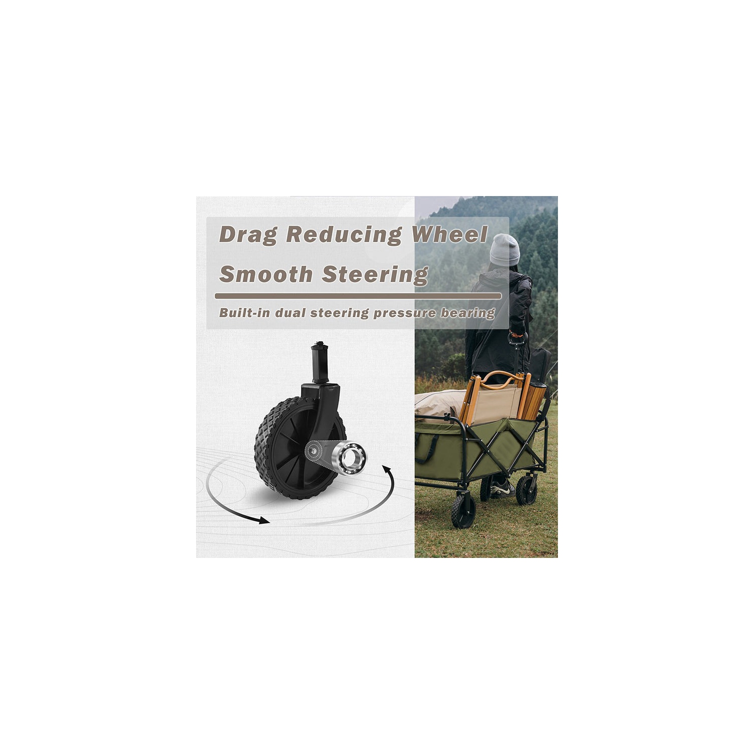 Grizzly Outdoors Camping/Activités de plein air/Maison et jardin – 127&nbsp;L de chariot pliant – Capacité de 176 lb – Bleu