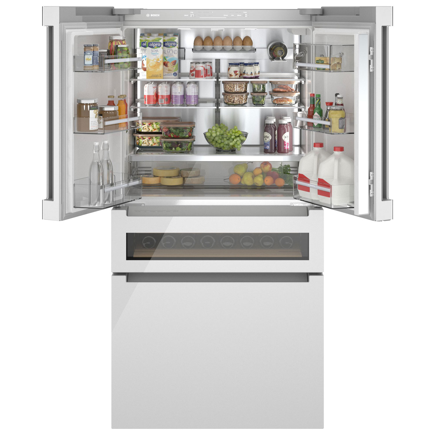 Bosch 36" 14.5 Cu. Ft. French Door Refrigerator with Water & Ice Dispenser - White