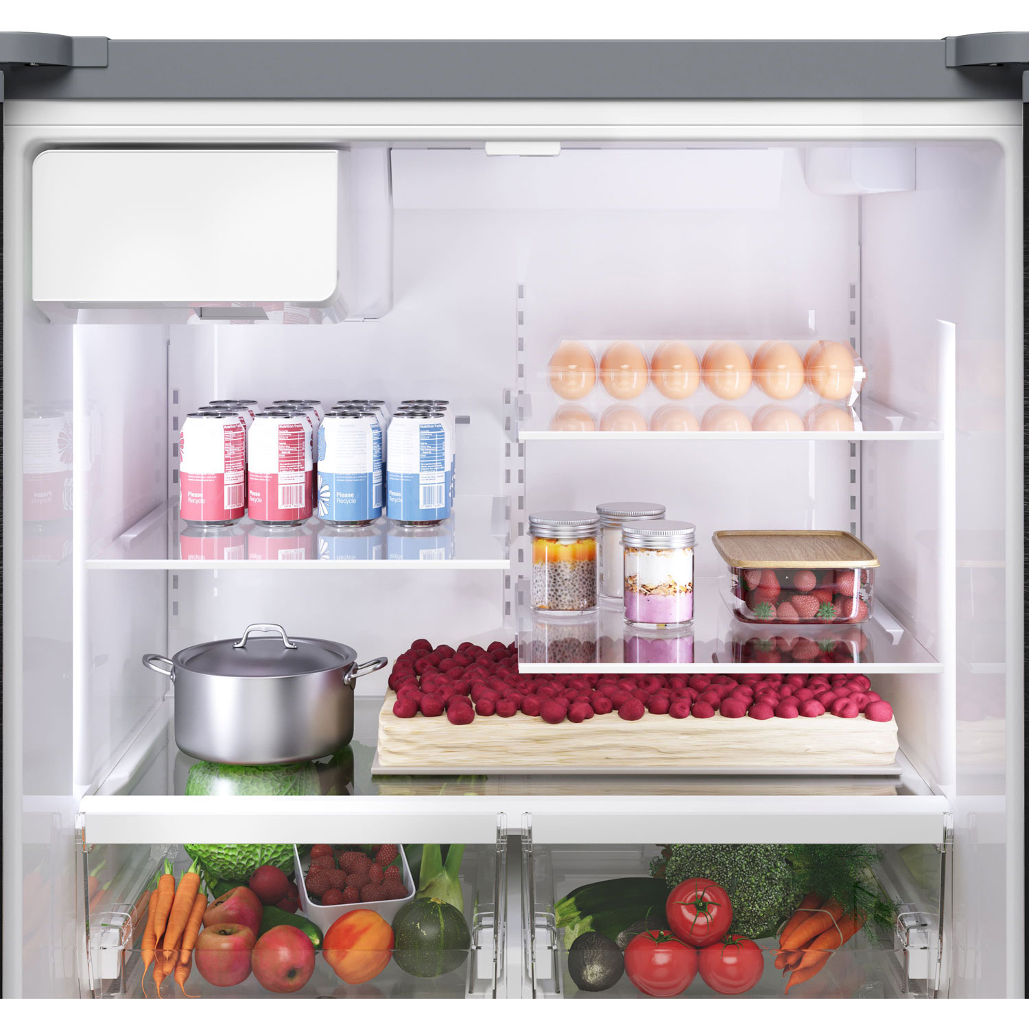 Réfrigérateur à deux portes 21,6 pi³ 36 po avec distributeur d'eau et de glaçons série 100 de Bosch - Inox