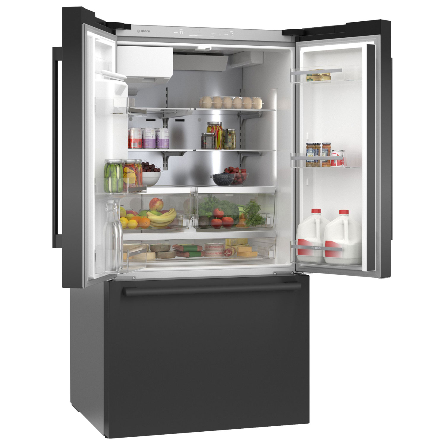 Bosch 36" 26 Cu. Ft. French Door Refrigerator with Water & Ice Dispenser - Black