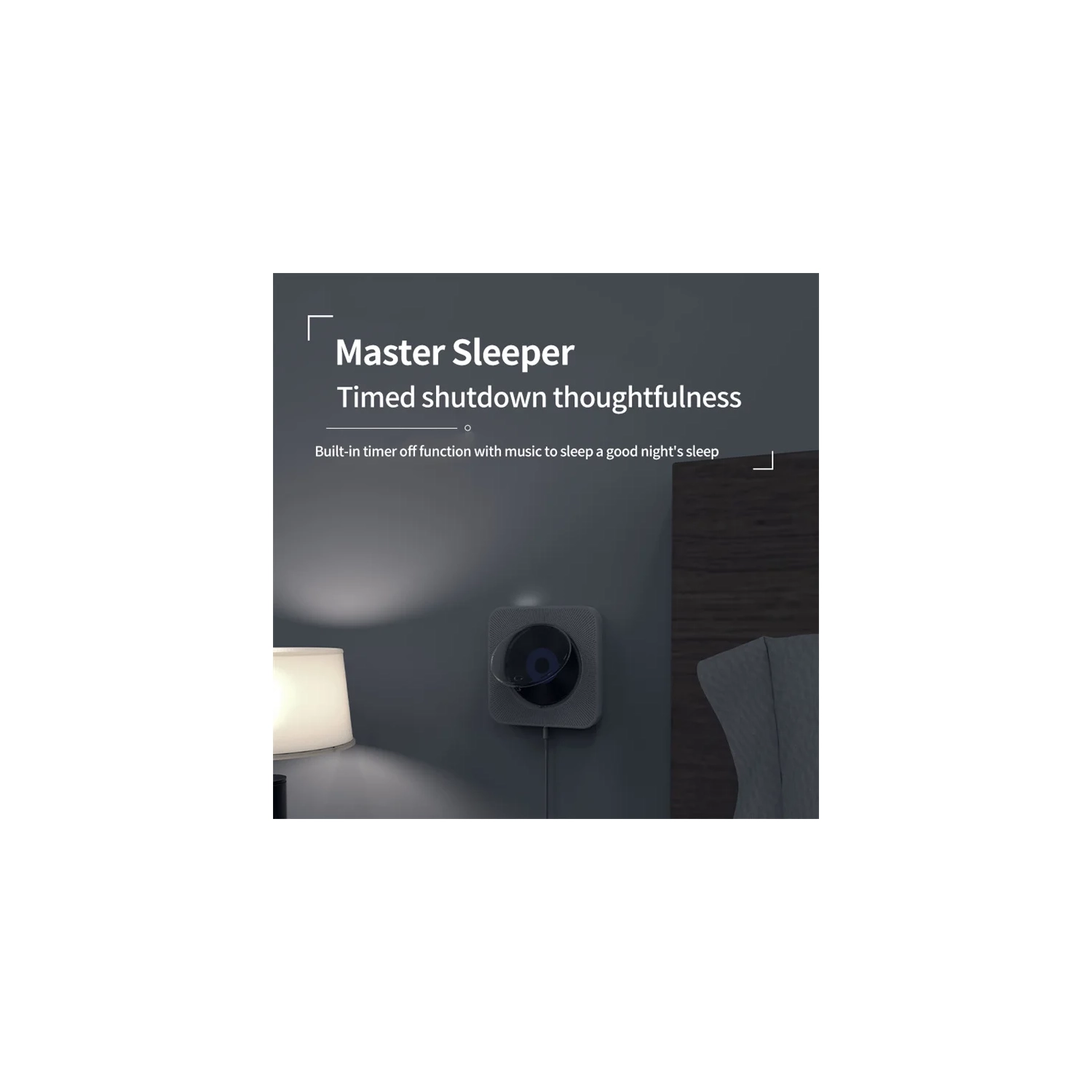 Portable Wall Mounted CD Player with Bluetooth, Home Audio Boombox with Remote Control, FM Radio, LCD Display- White