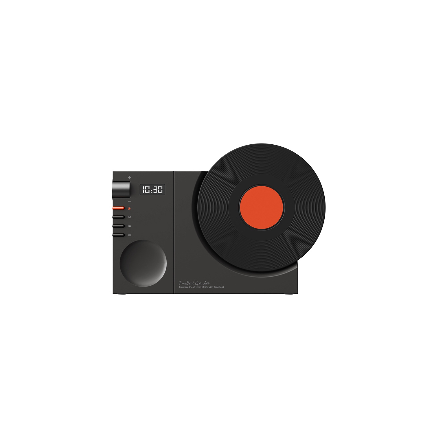 Retro Vinyl Record Player Style Bluetooth Speaker, Bass Enhancement Loud Volume Portable Speaker with Clock,for Office Home Decor Gifts- Black