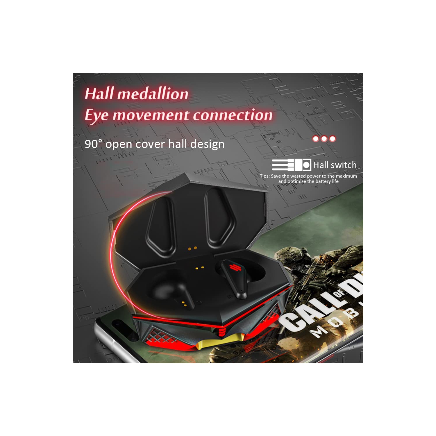 Écouteurs boutons de jeu sans fil, écouteurs de jeu sans fil avec étui de chargement et microphone intégré, écouteurs Bluetooth 5,1 à mode musique