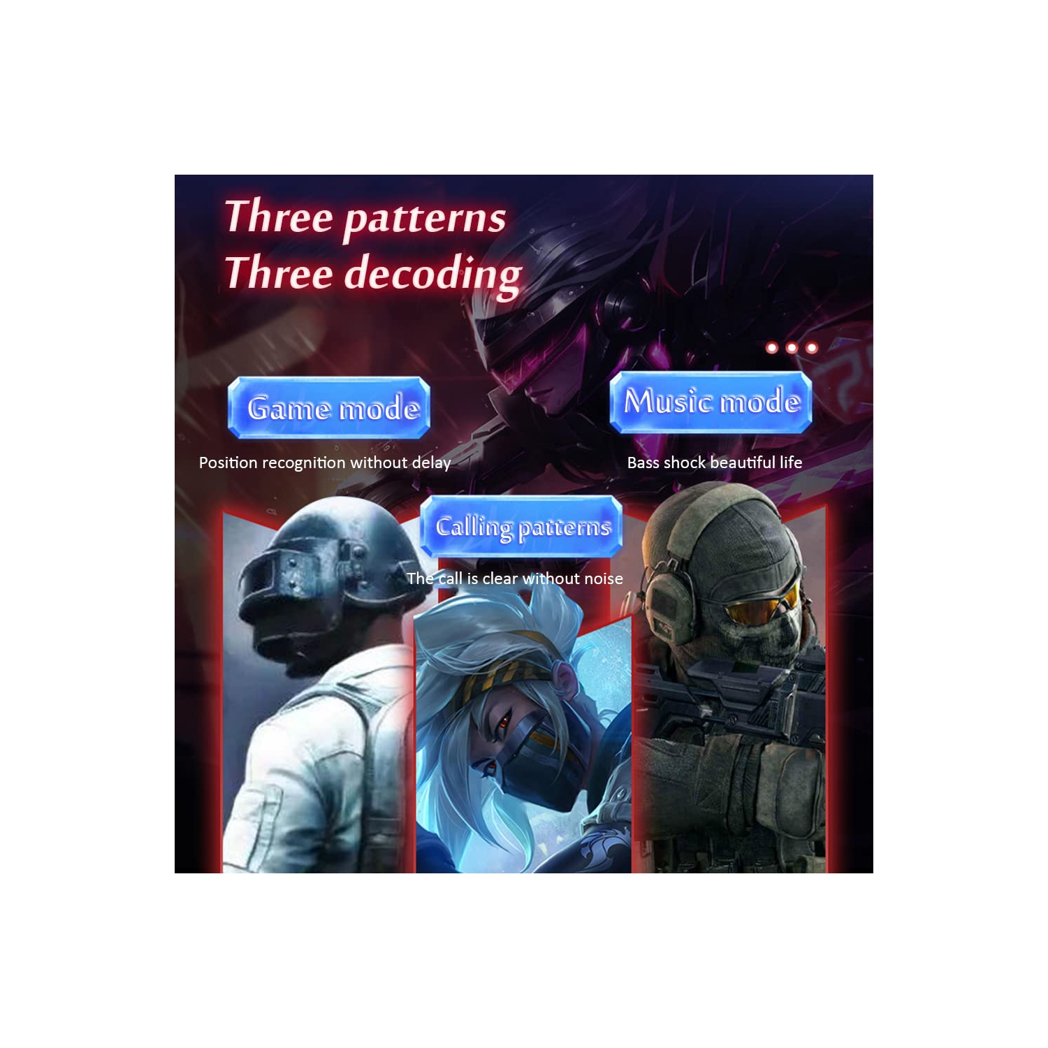 Écouteurs boutons de jeu sans fil, écouteurs de jeu sans fil avec étui de chargement et microphone intégré, écouteurs Bluetooth 5,1 à mode musique