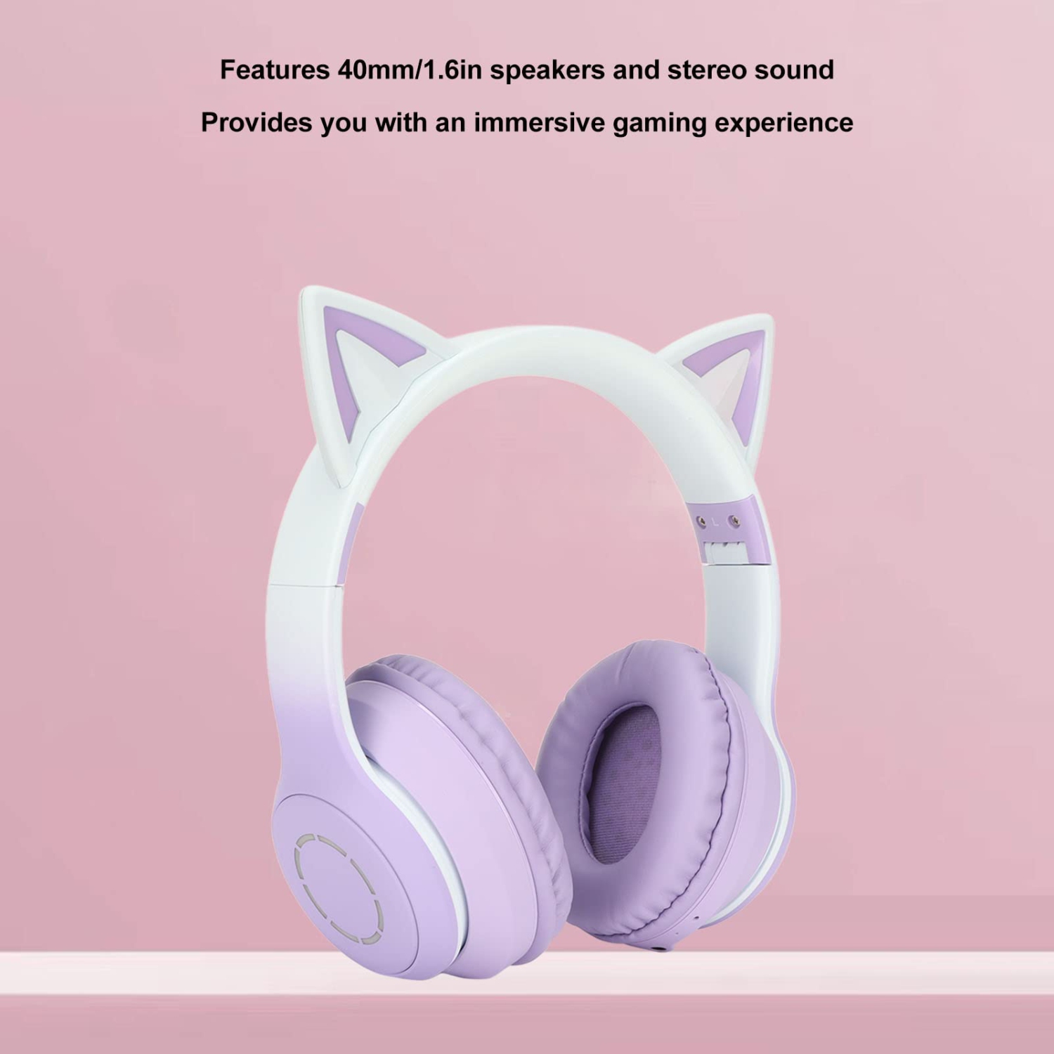 Casque d'écoute Bluetooth pliable à DEL pour enfants Adultes Girls Casque d'écoute sans fil avec prise 3,5&nbsp;mm, pour PC/tablette/téléphone