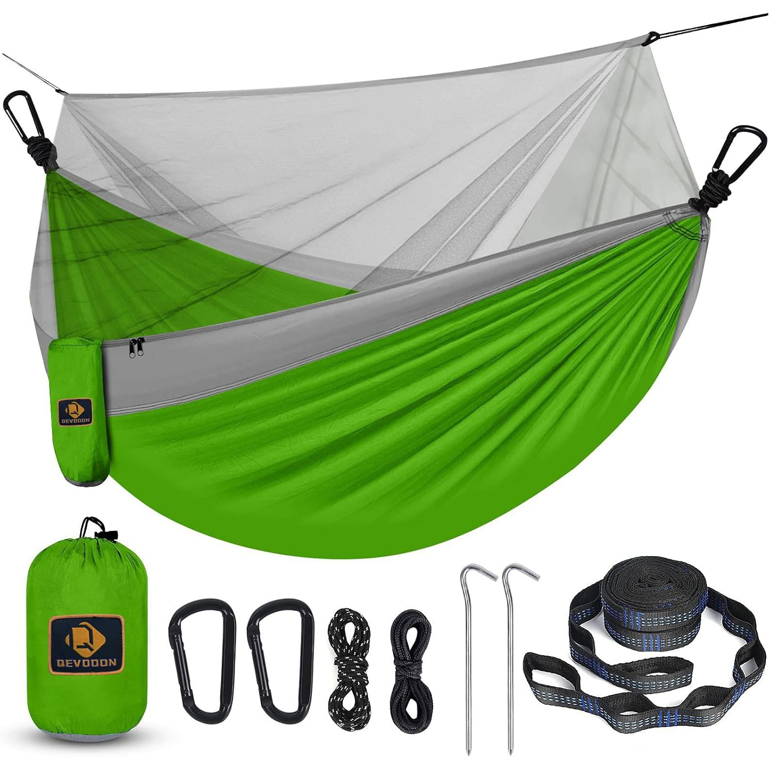 Hamac de camping avec filet, Hamacs portatifs légers avec courroies pour arbre, Hamac en nylon parachute pour le camping Sac à dos Randonnée sur la