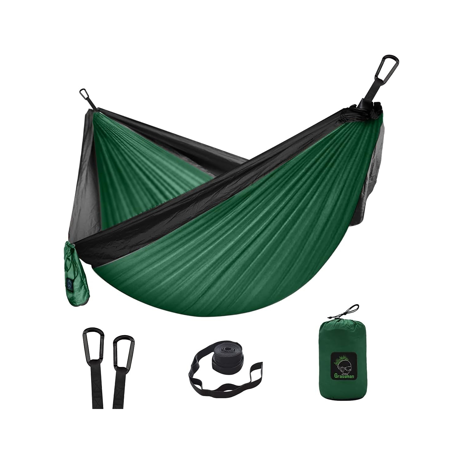 Camping Hammock Double & Single Portable Hammock with Tree Straps, Lightweight Nylon Parachute Hammocks for Camping, Backpacking, Hiking, Beach,Dark