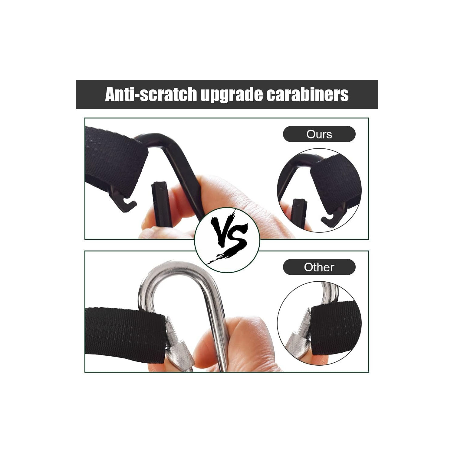 Camping Hammock Double & Single Portable Hammock with Tree Straps, Lightweight Nylon Parachute Hammocks for Camping, Backpacking, Hiking, Beach,Black