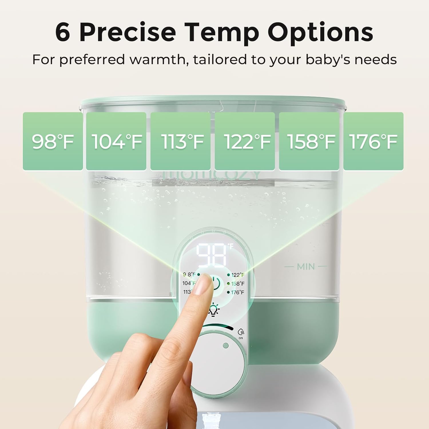 Momcozy Dual Lights Baby Bottle Warmer for Night Feedings, Instant Bottle Warmer for Making Formula, 57 Oz Larger Capicity, Formula Dispenser with 6