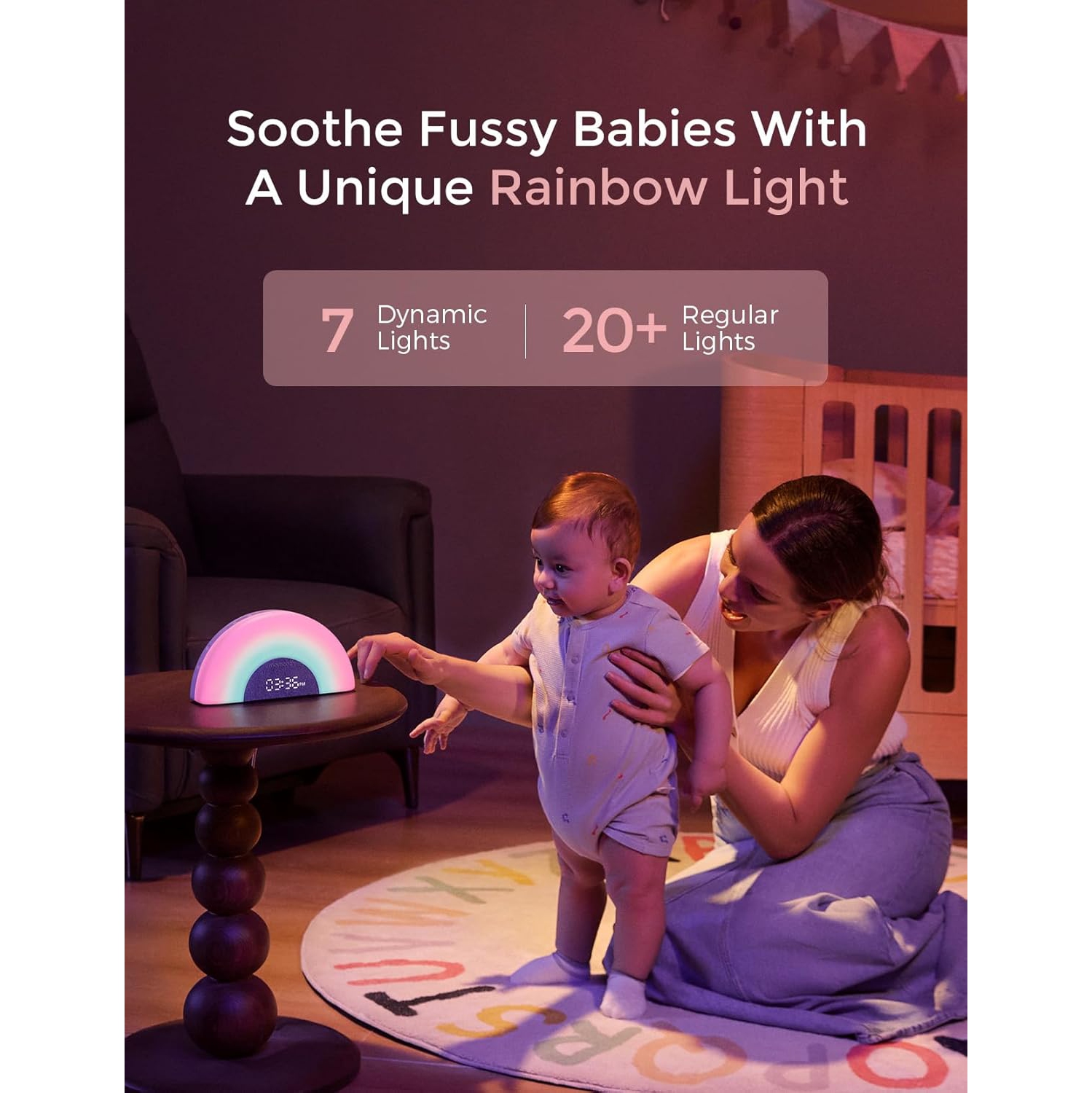 Momcozy DreamSync™ Baby Sound Machine, Night Light, APP Control Baby Sleep Trainer, Routine Builder, White Noise Machine with 34 Soothing Sounds,