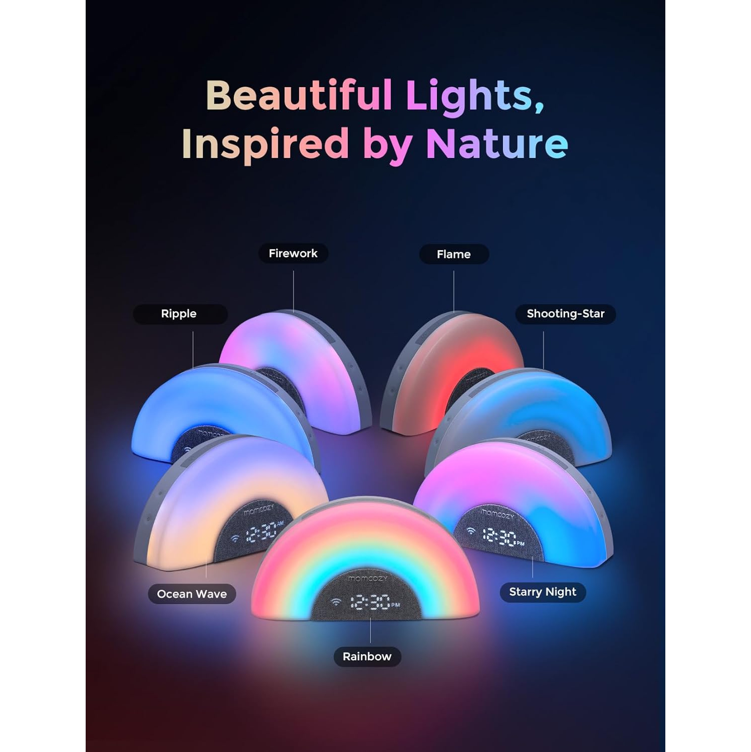 Momcozy DreamSync™ Baby Sound Machine, Night Light, APP Control Baby Sleep Trainer, Routine Builder, White Noise Machine with 34 Soothing Sounds,