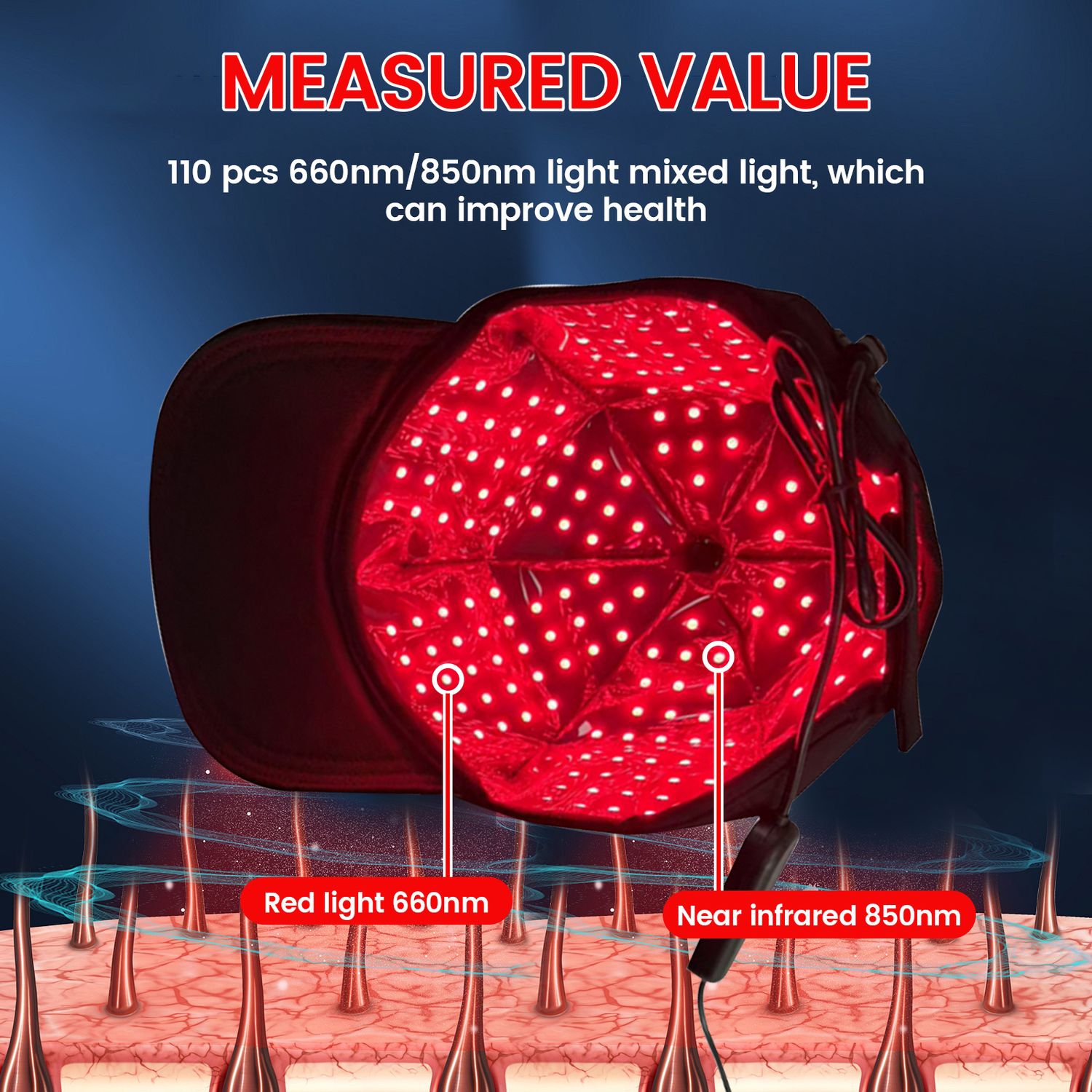 Portable Red Light Therapy Cap,LED Home Red Light Therapy Device for Preventing Hair Loss & Promoting Hair Growth,Red Light Therapy Cap for Hair Care