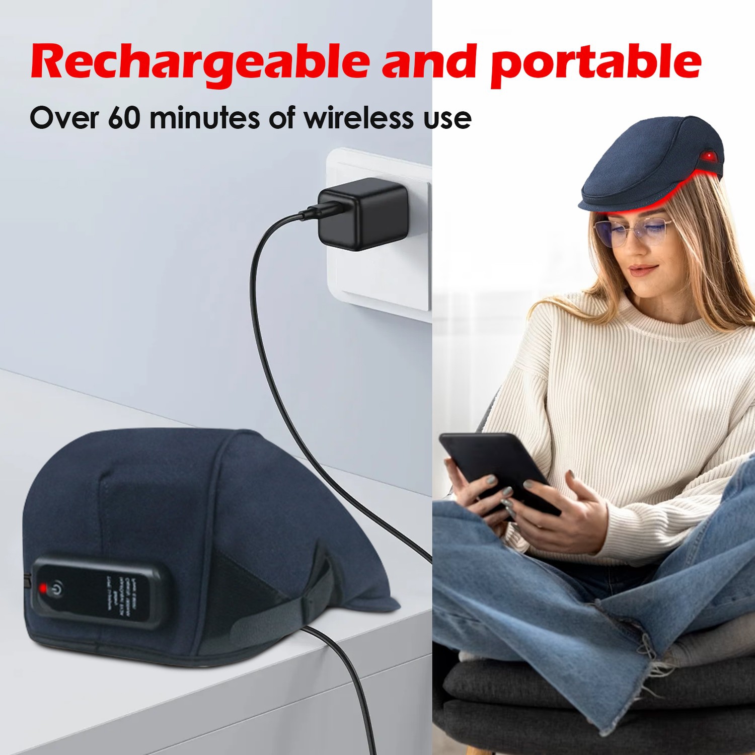 Casquette anti-perte lumière rouge, chapeau de soins capillaires de luminothérapie 850 nm de 660 nm, chapeau de croissance capillaire de