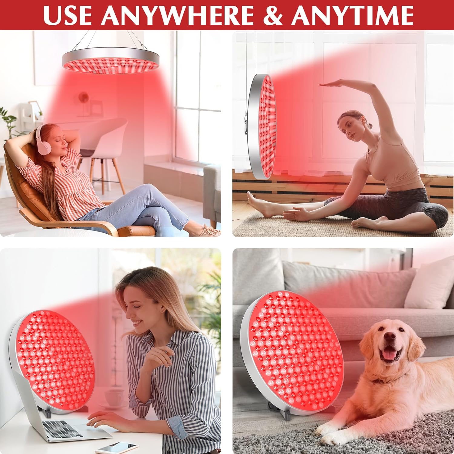 Red Light Therapy Lamp with Stand,660nm 850nm Infrared Light Combo Panel,Red Light Therapy Device for Body Face,Skin Beauty,Pain Relief of Muscle &