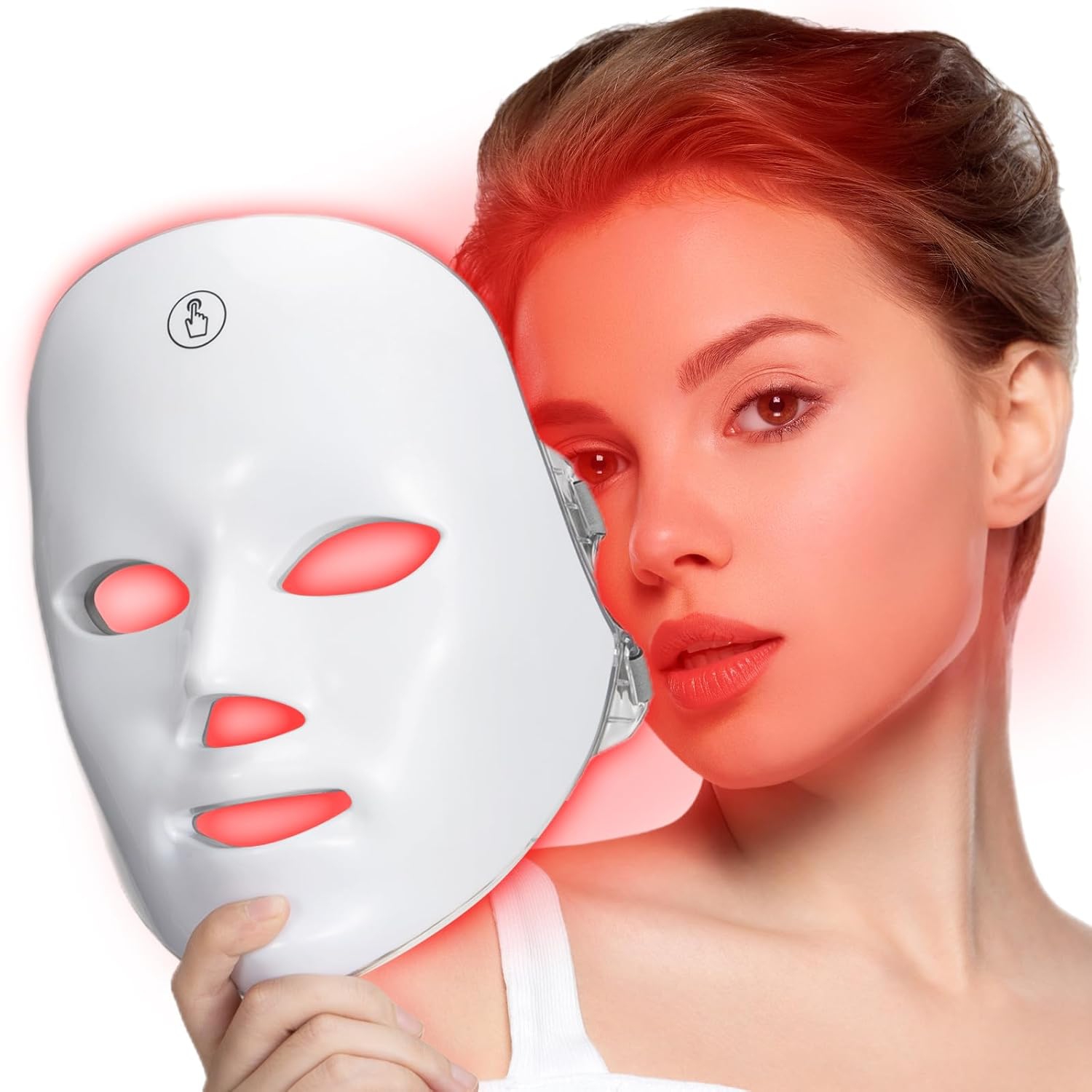 Masque thérapeutique à lumière rouge pour le visage,Masque léger 7 couleurs,Masque facial LED usage domestique,Masque facial portatif rechargeable
