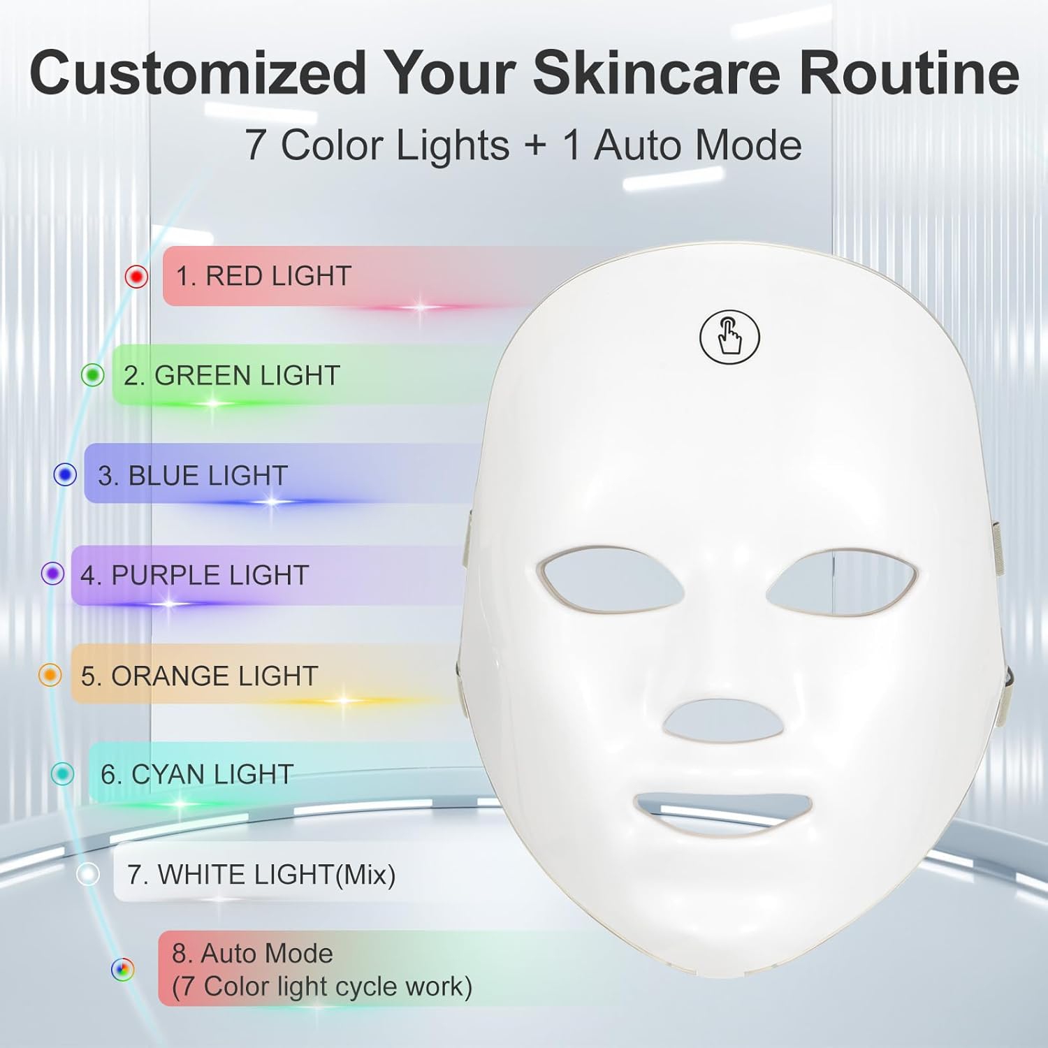 Masque thérapeutique à lumière rouge pour le visage,Masque léger 7 couleurs,Masque facial LED usage domestique,Masque facial portatif rechargeable