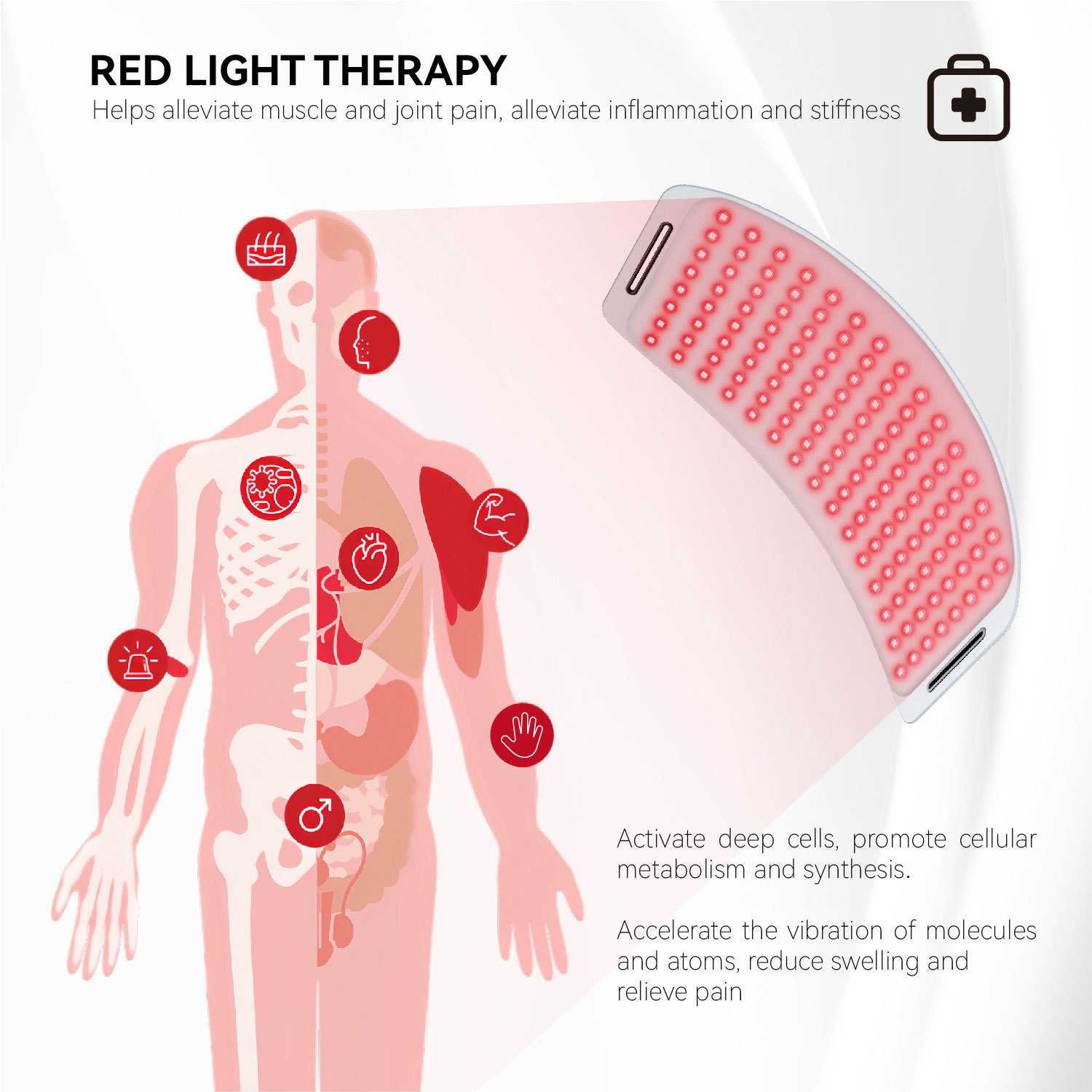 Red Light Therapy Belt for Body,Cordless Near Infrared Light Therapy Waist Pad for Pain Relief & Skin Care,LED Light Therapy Wrap for Muscle Shoulder