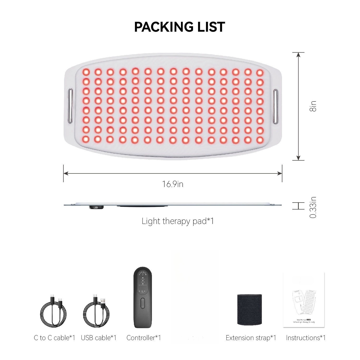 Red Light Therapy Belt for Body,Cordless Near Infrared Light Therapy Waist Pad for Pain Relief & Skin Care,LED Light Therapy Wrap for Muscle Shoulder