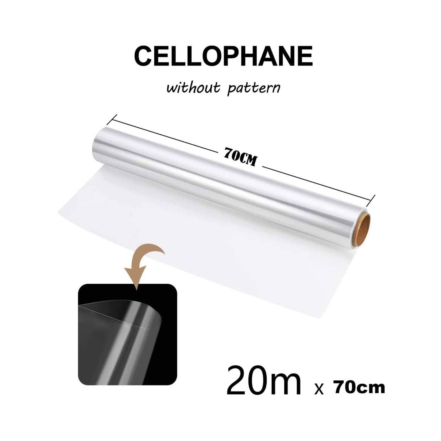 Rouleau de papier cellophane transparent, rouleau de film cellophane transparent épaissi pour emballage cadeau de paniers de bricolage de fleurs