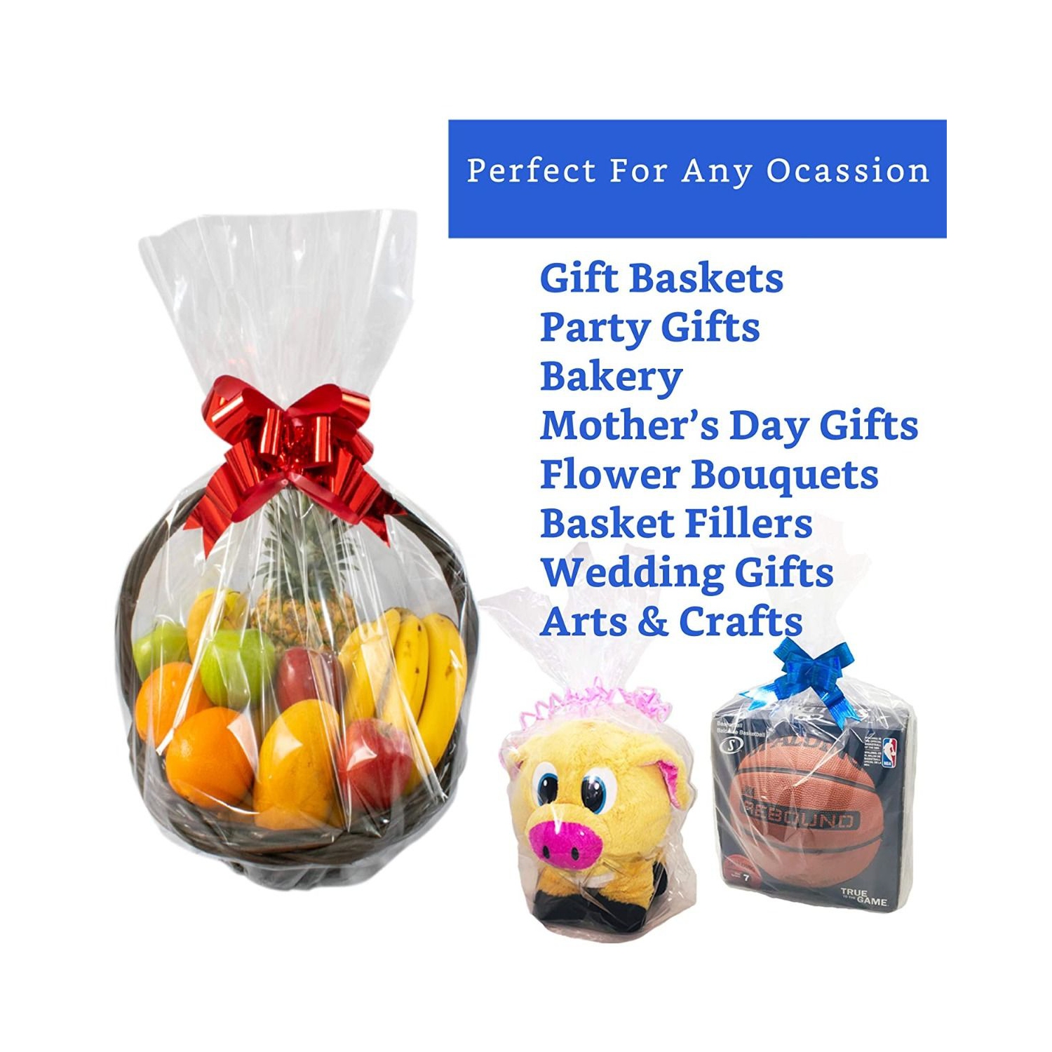 Rouleau de papier cellophane transparent, rouleau de film cellophane transparent épaissi pour emballage cadeau de paniers de bricolage de fleurs