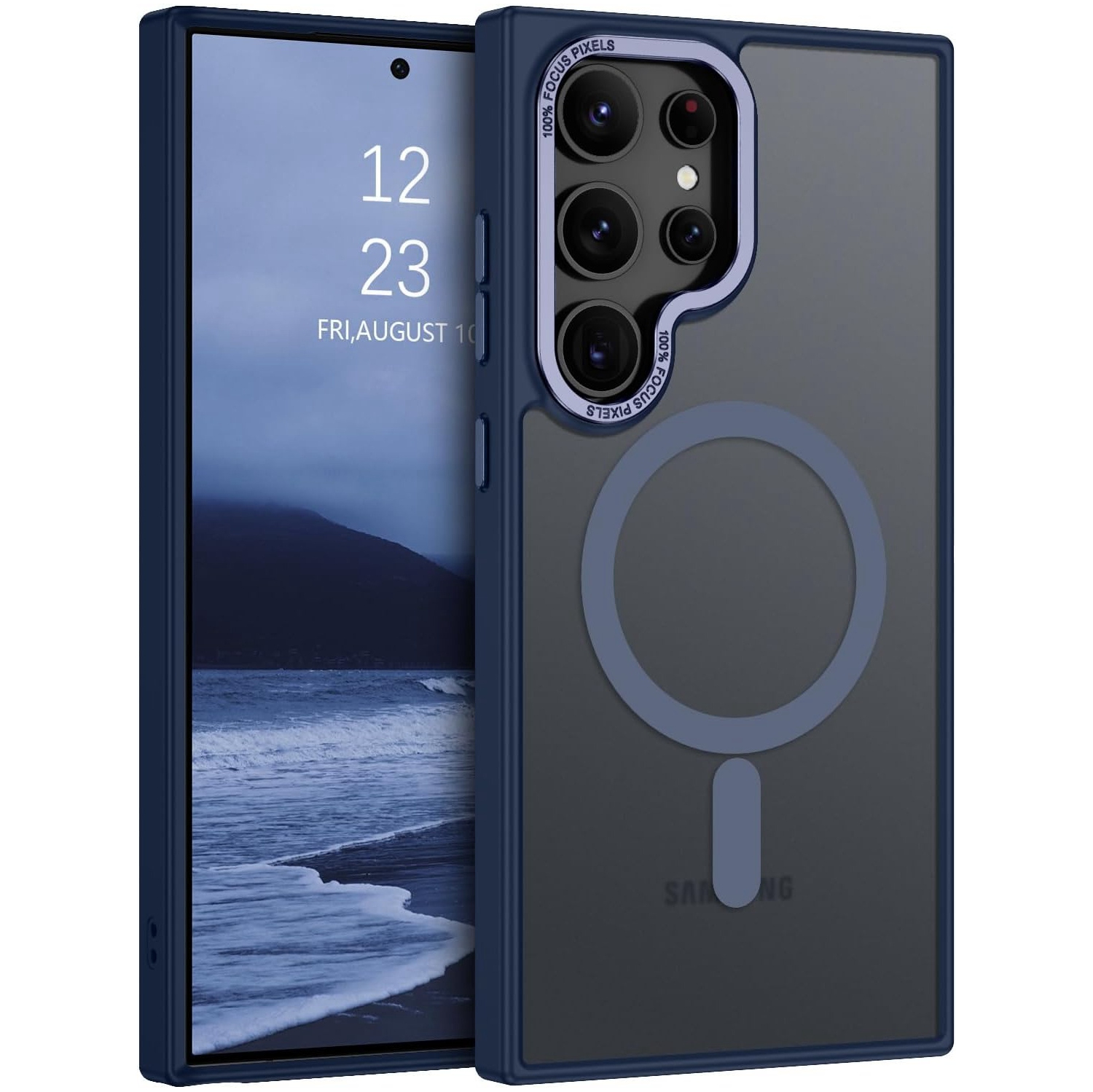 [CS] Matte Silicone Hybrid Magnetic MagSafe Case Cover for Samsung Galaxy S25 Ultra, Navy