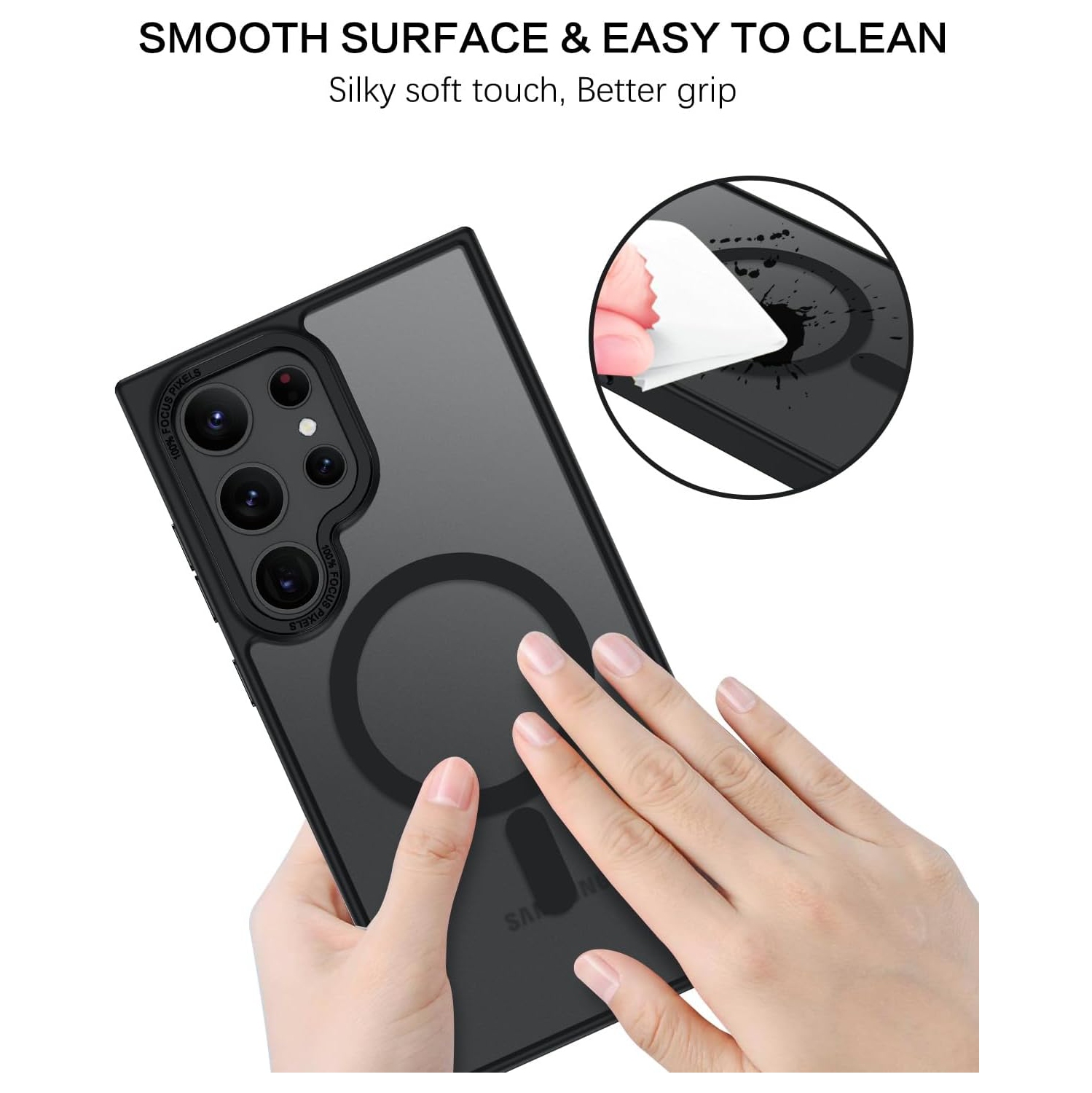 [CS] Étui magnétique en silicone mat avec MagSafe pour Samsung Galaxy S25 Ultra, rose doré