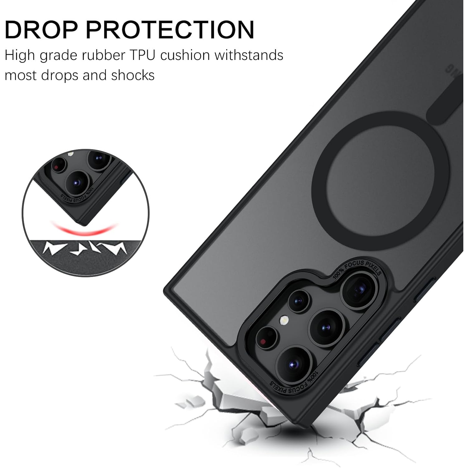 [CS] Étui magnétique en silicone mat pour Samsung Galaxy S25 Ultra, noir