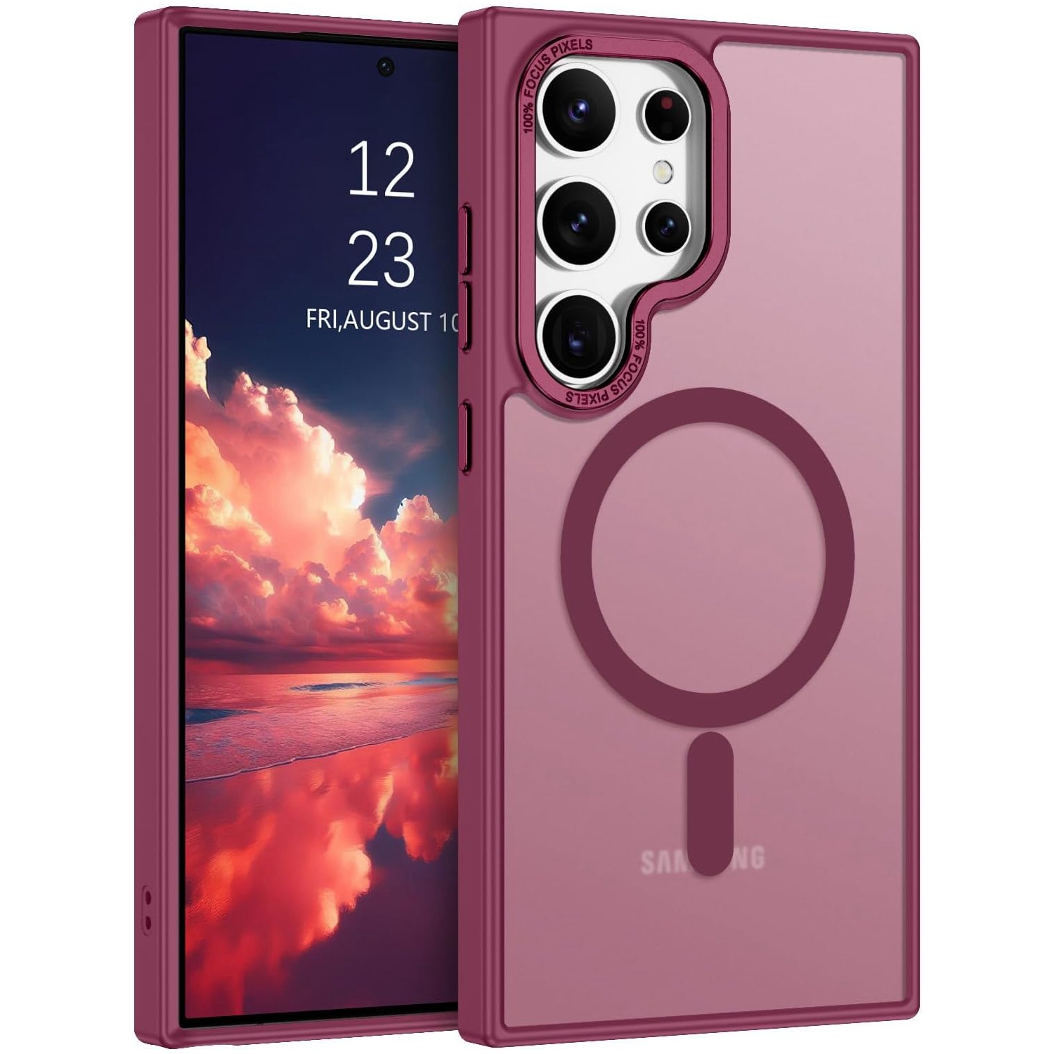 [CS] Étui magnétique en silicone mat avec MagSafe pour Samsung Galaxy S25 Ultra, vin