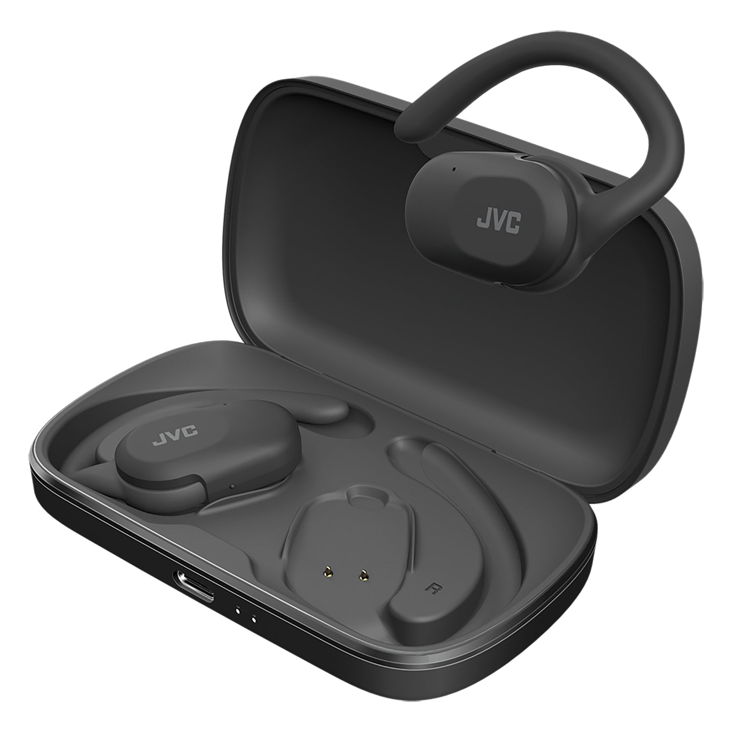 JVC - Nearphones Open-Ear Wireless Headphones with Charging Case, Black