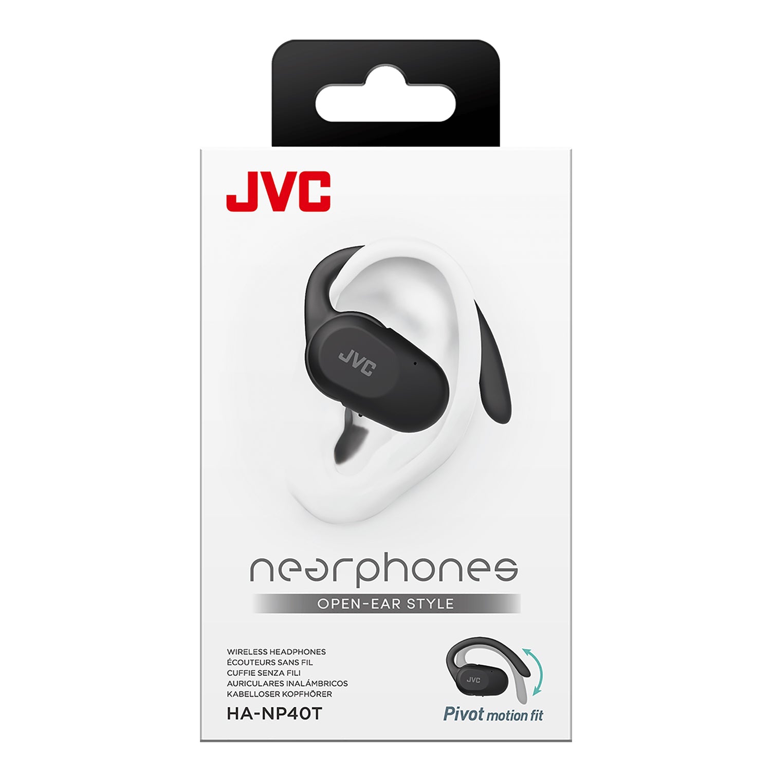 JVC - Nearphones Open-Ear Wireless Headphones with Charging Case, Black