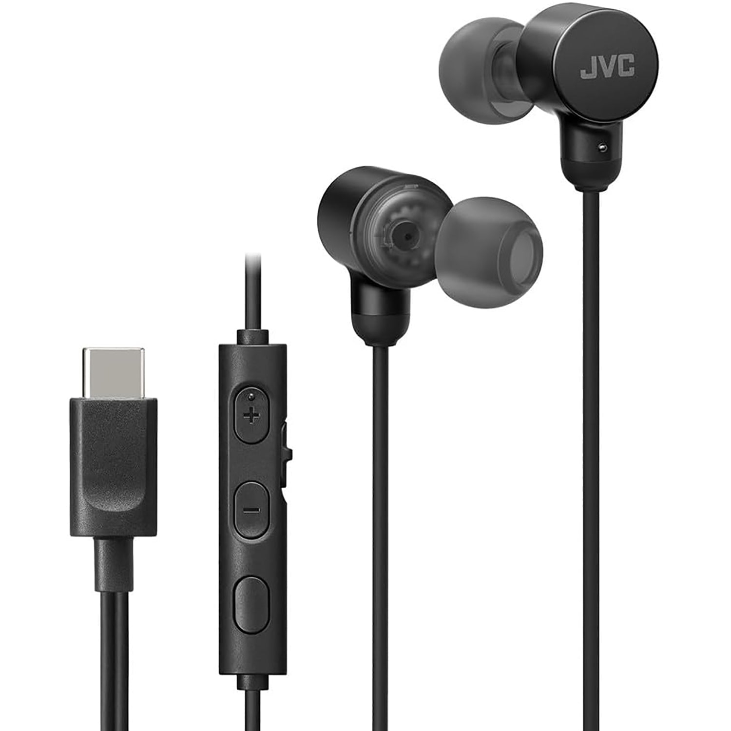 JVC - Wired In-Ear Headphones, USB-C, High Resolution, Built-in Microphone, Black